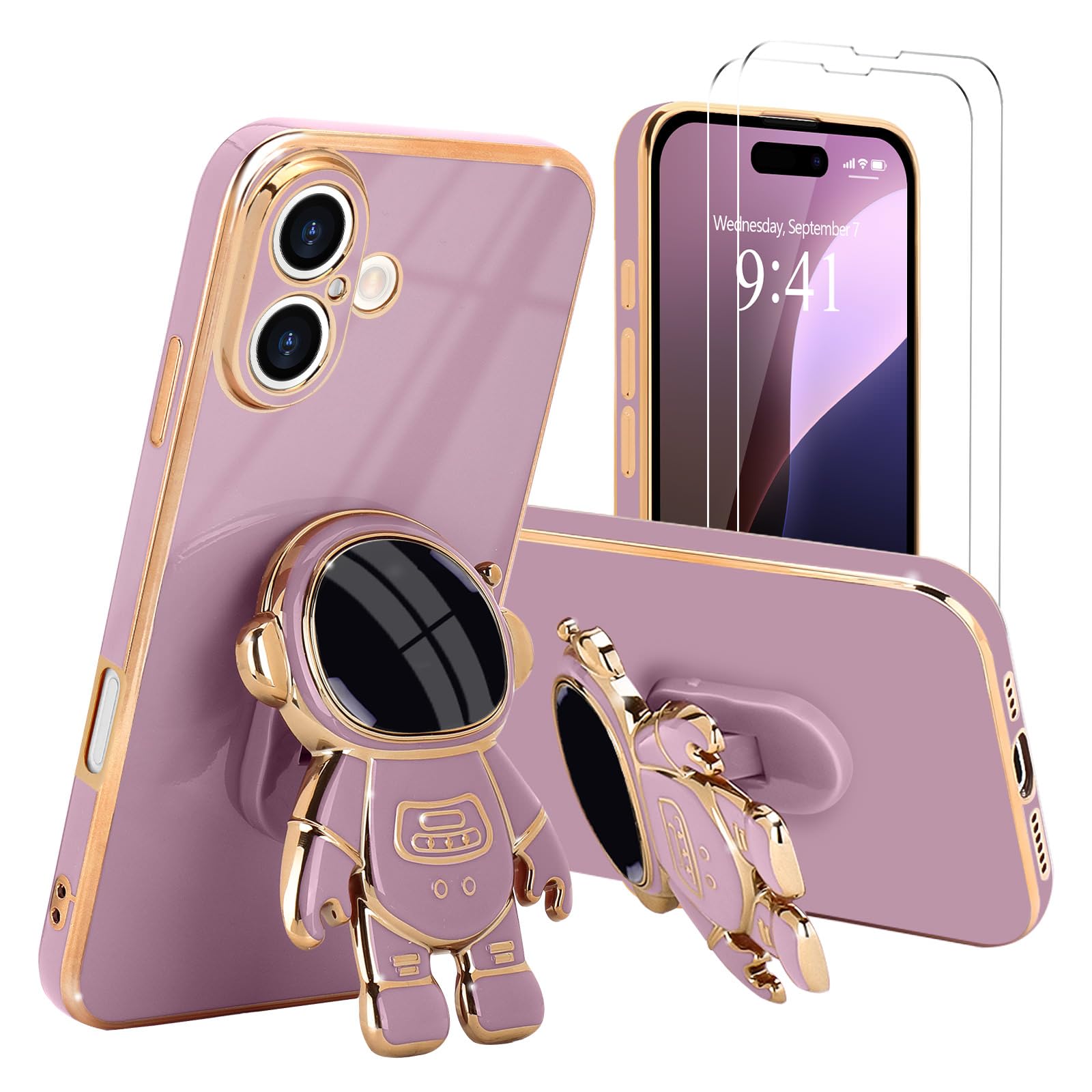 Pepmune For Iphone 16 Plus Case, Cute 3D Astronaut Stand With [2 Screen Protector] [Camera Protection] Kickstand Shockproof Blin