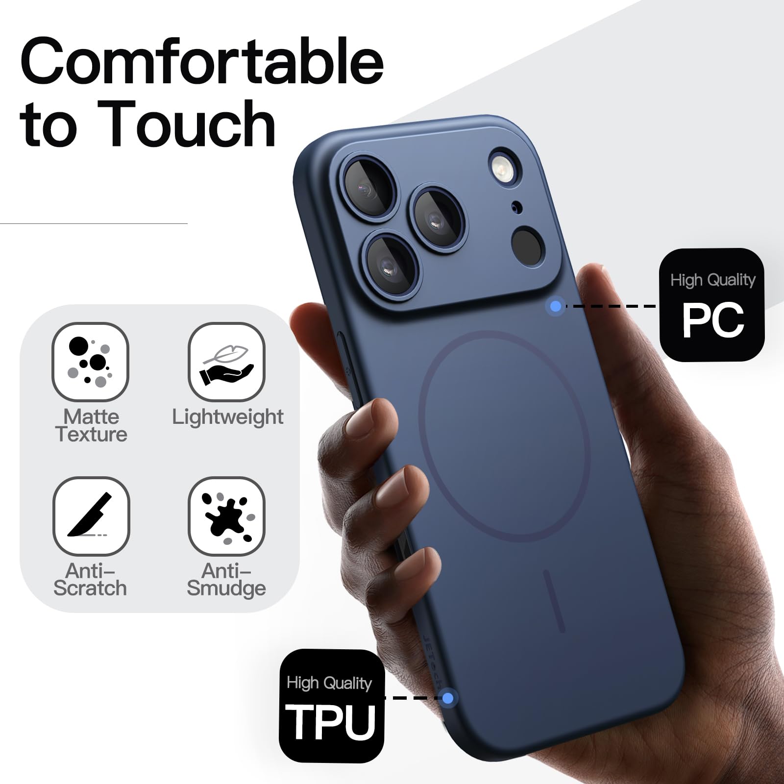 Jetech Magnetic Slim Case For Iphone 17 Pro Max 6.9-Inch, Compatible With Magsafe, Ultra-Thin Lightweight Minimalist Phone Cover