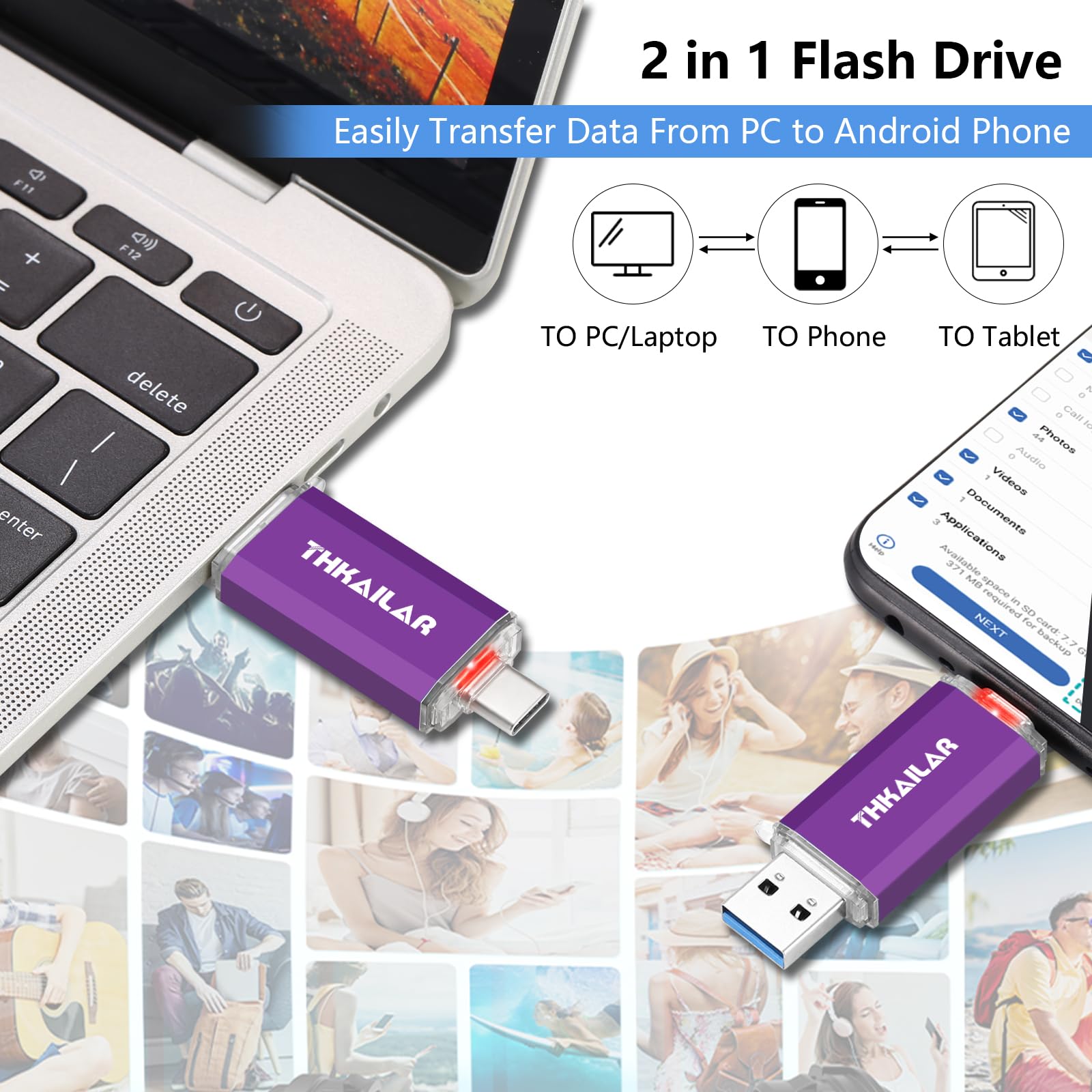 Thkailar 128Gb Usb C Flash Drive 3.1, Usb C Thumb Drive 3.0 Up To 150Mb/S Read Usb Drive For Iphone 15,Android Phones,Pc,Macbook