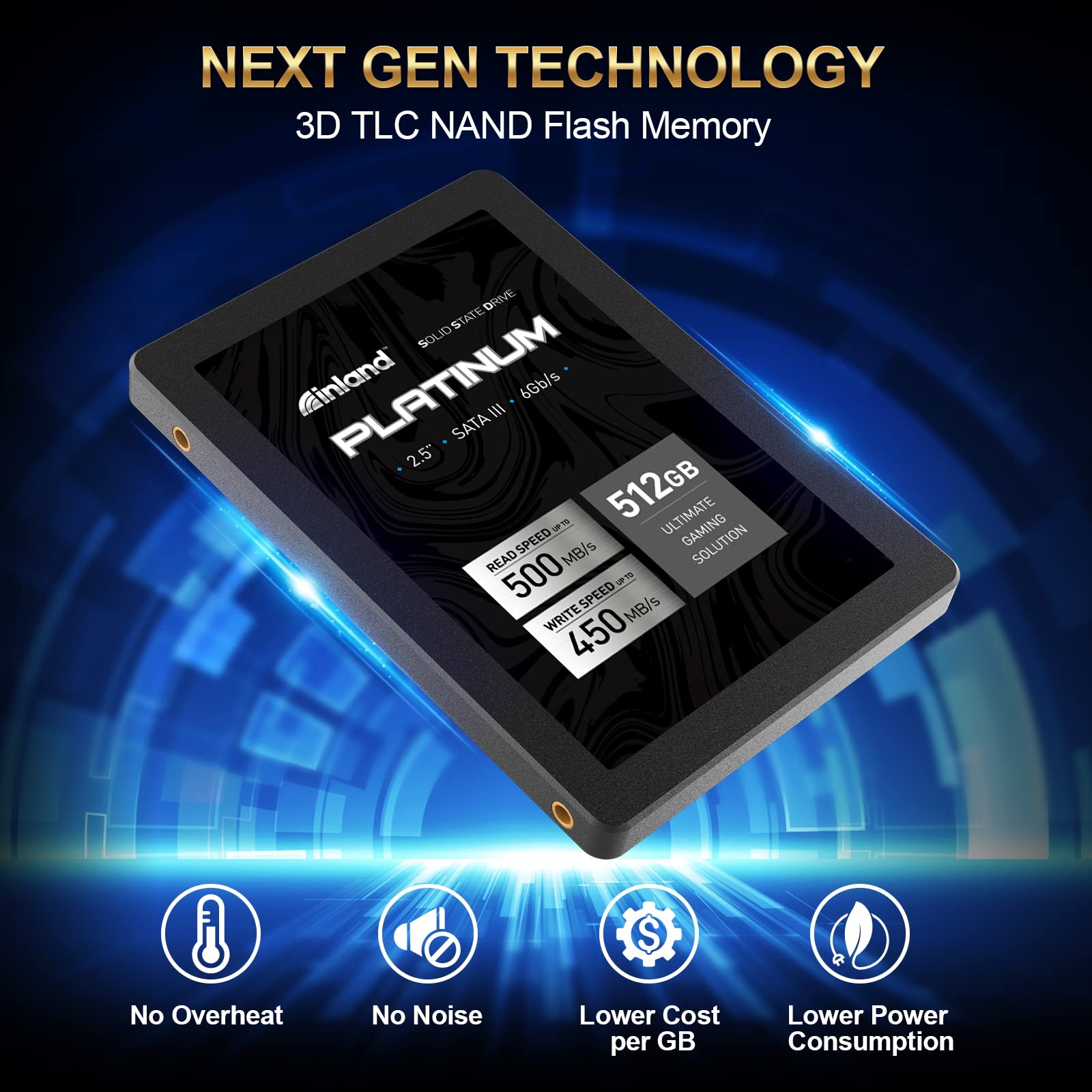Inland Platinum 512Gb Ssd Sata Iii 6Gb/S 2.5 7Mm Tlc 3D Nand Internal Solid State Drive (512Gb)