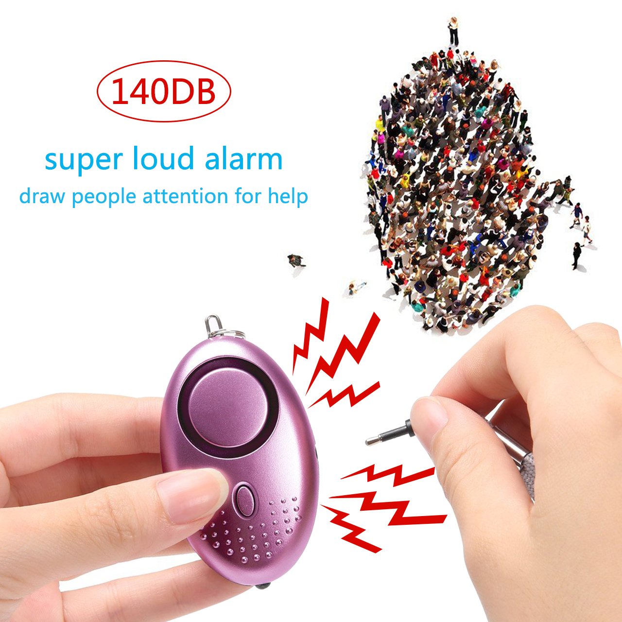 Personal Alarm For Women, 5 Pack 140Db Emergency Self Defense Security Alarm Keychain With Led Light For Women Kids And Elders