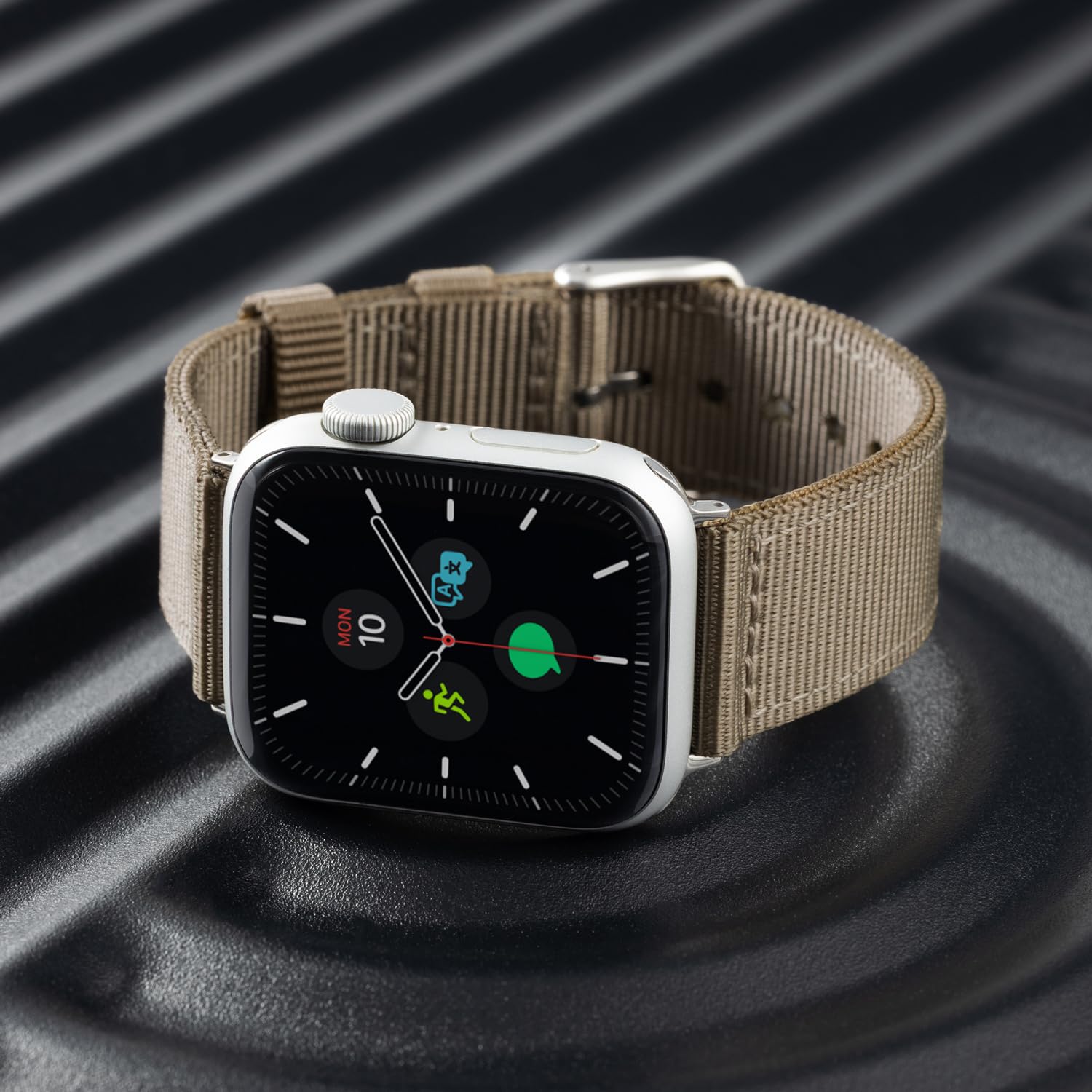 Archer Watch Straps - Premium Nylon Straps For Apple Watch (Khaki, Stainless, 40/41/42Mm)