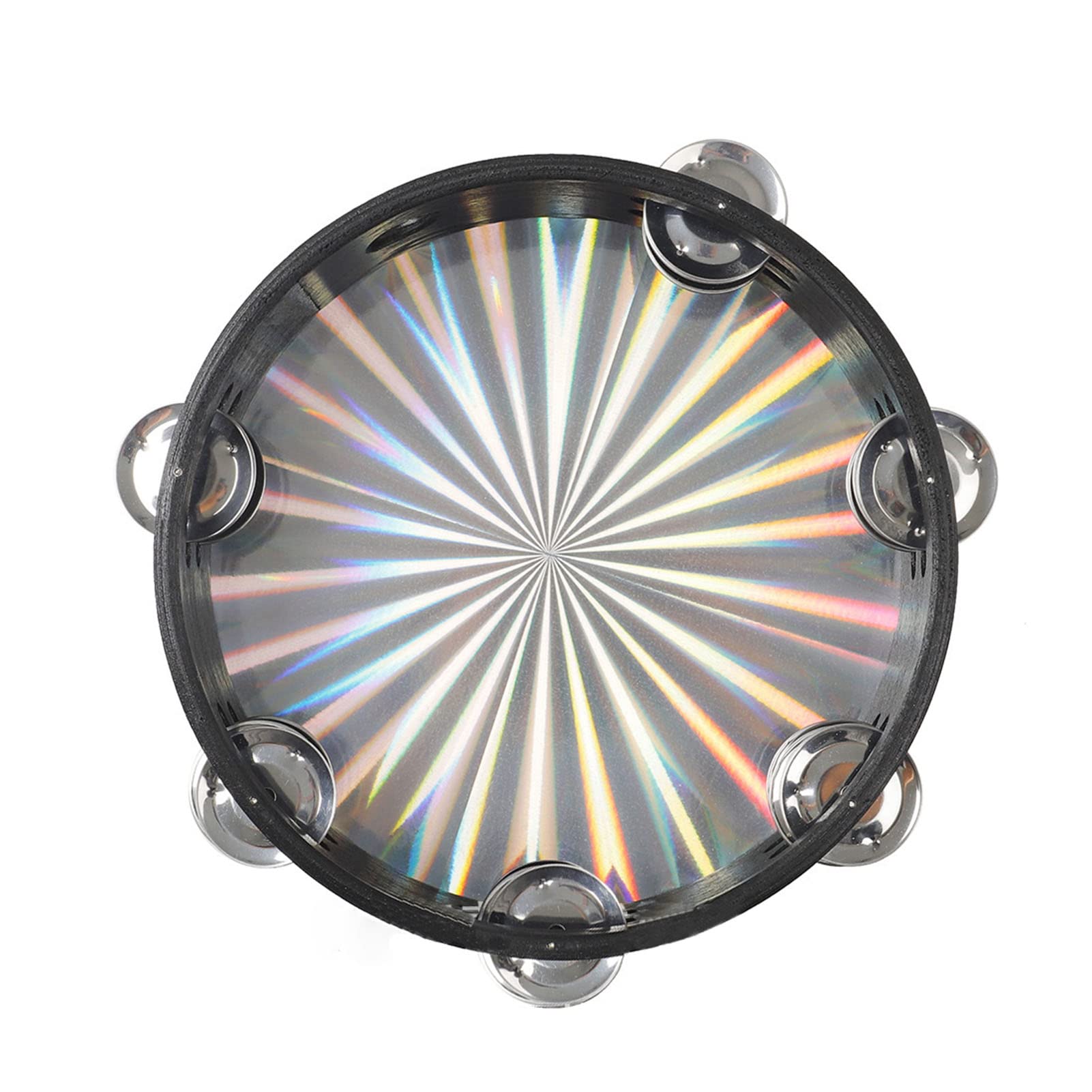 Tambourine, Double Row Tambourine, Drum Laser Band Accompanying Orff Percussion Instrument 2 Rows Bells for Church KTV Party (8 