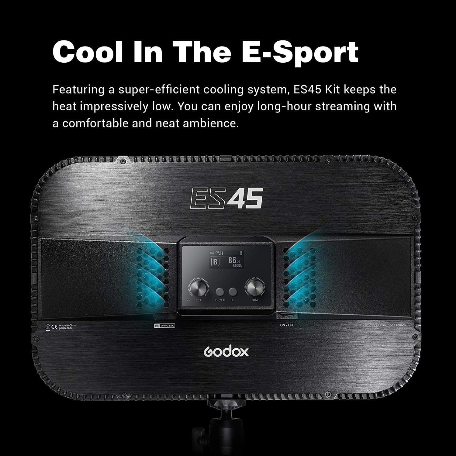 Godox Es45 Key Light, Led Video Light With Extendable Desk Stand, 0 100% Brightness & 2800 6500K Color Temperature Adjustment, A