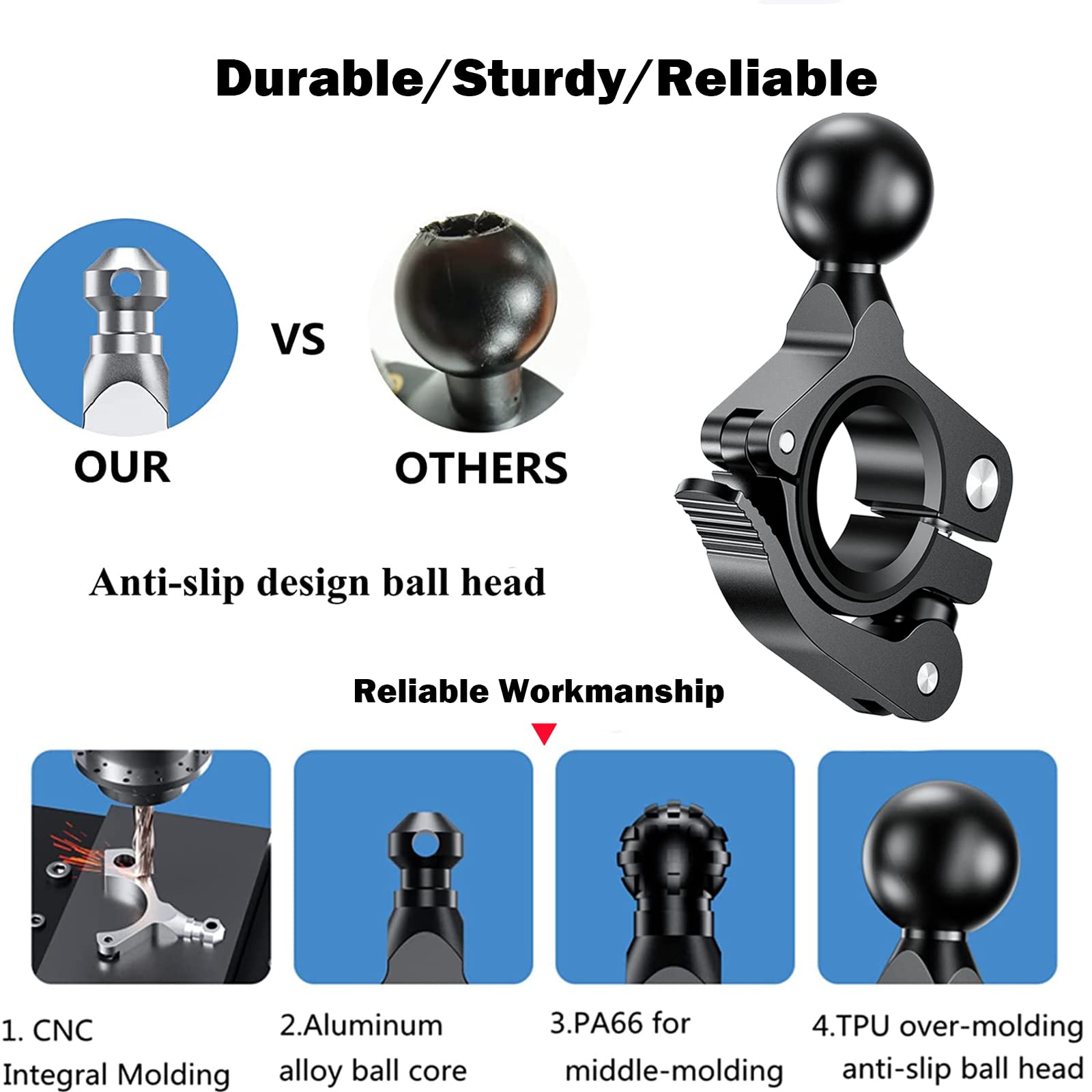 1 Inch Ball Mount Set Connecting Arm Compatible With Ram Mount Suitable For Cars, Motorcycles, Bicycles Phone Holder (S L60310)