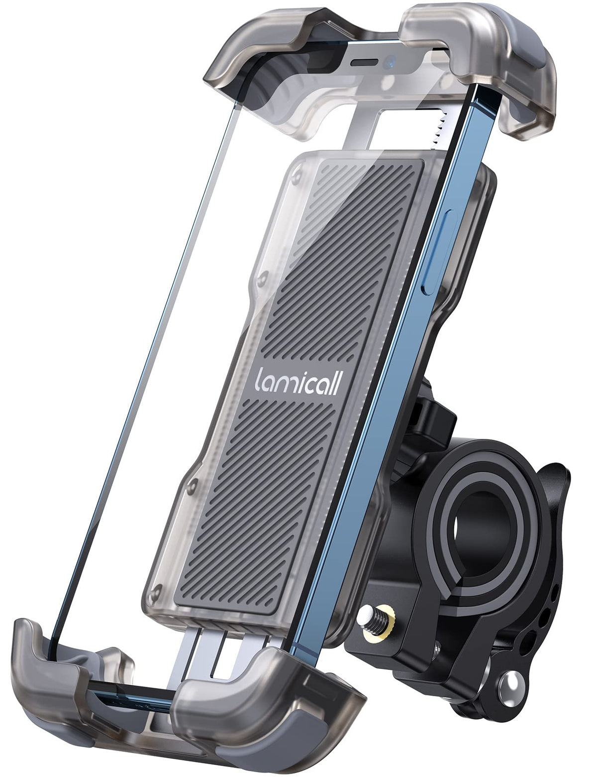 Lamicall Motorcycle Phone Mount, Bike Phone Holder   Upgrade Cell Phone Bike Holder, Bicycle Scooter Handlebar Phone Cradle Clip
