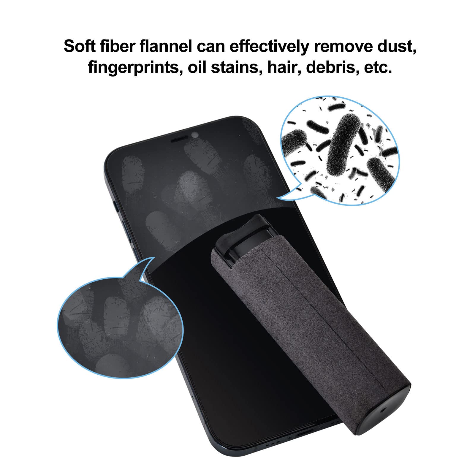 Hoxiver Fingerprint Proof Screen Cleaner 2PCS - Touchscreen Mist Spray for Smartphones, TVs, Laptops, Tablets - Black