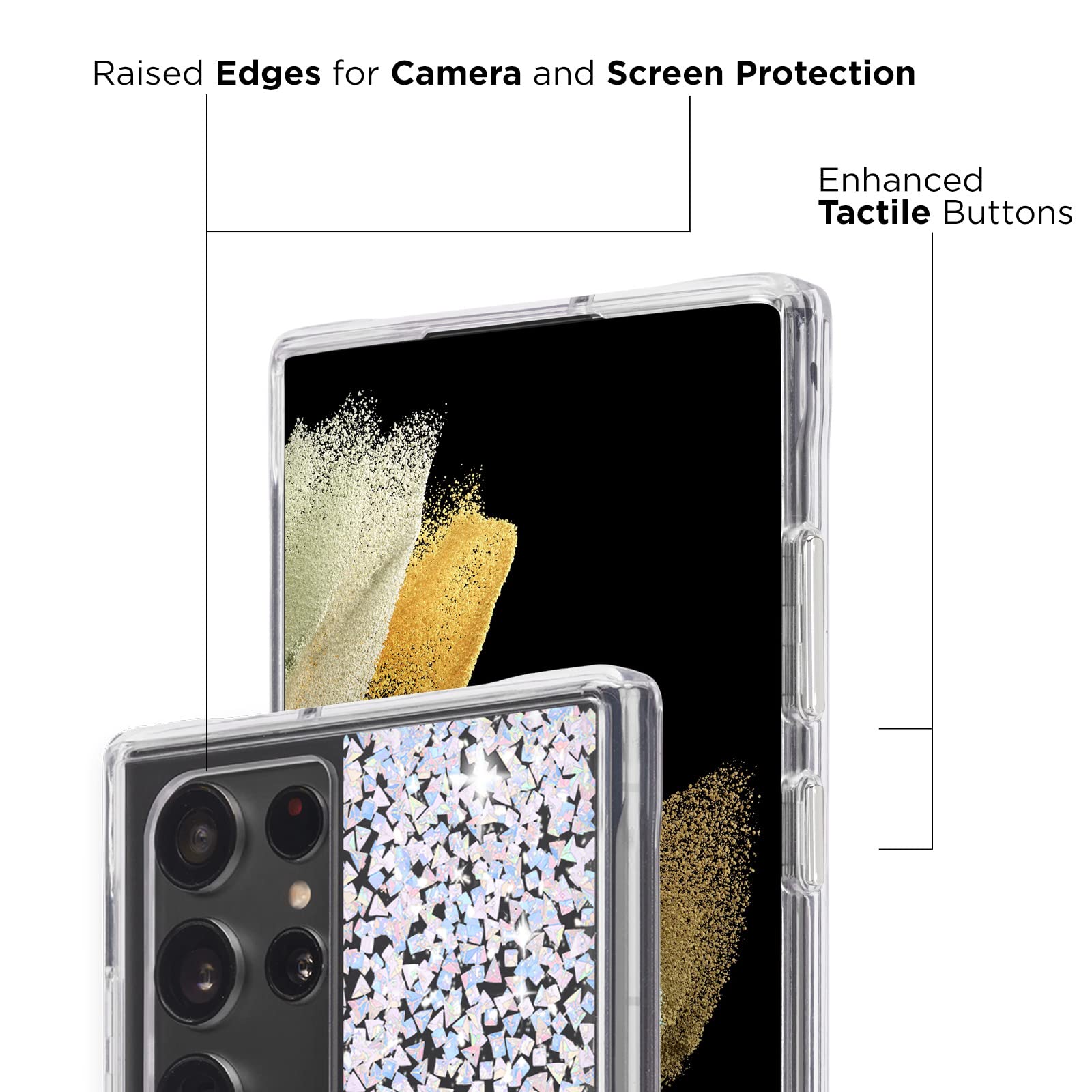 Case Mate   Twinkle   Case For Samsung Galaxy S22 Ultra   Reflective Foil Elements   10 Ft Drop Protection   6.8 Inch   Stardust