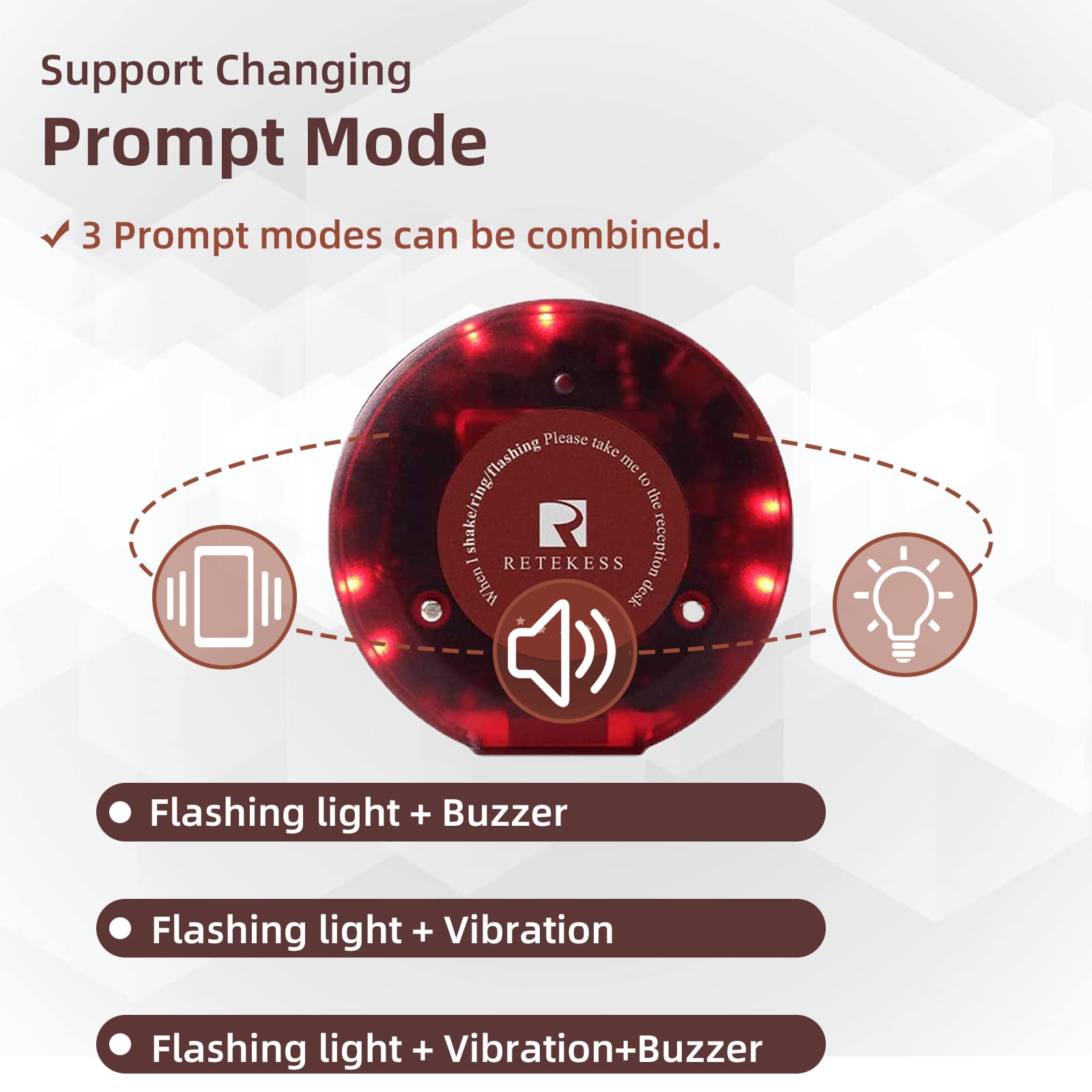 Retekess T119 Pagers For Restaurants, Restaurant Coaster Pager, Cancel Call,Charge A Single Pager With A Usb Charging Cable,10 R