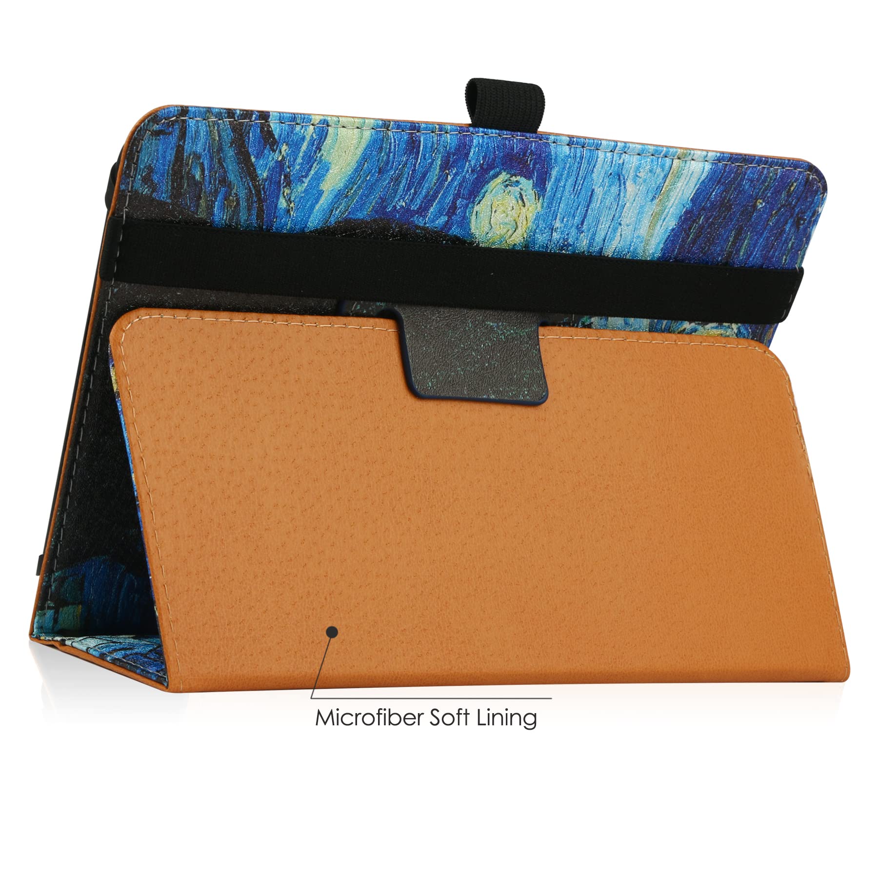 Hgwalp Universal Case For 7 & 8 Tablet, Stand Folio With Adjustable Fixing Silicon Band And Stand - Starry Sky