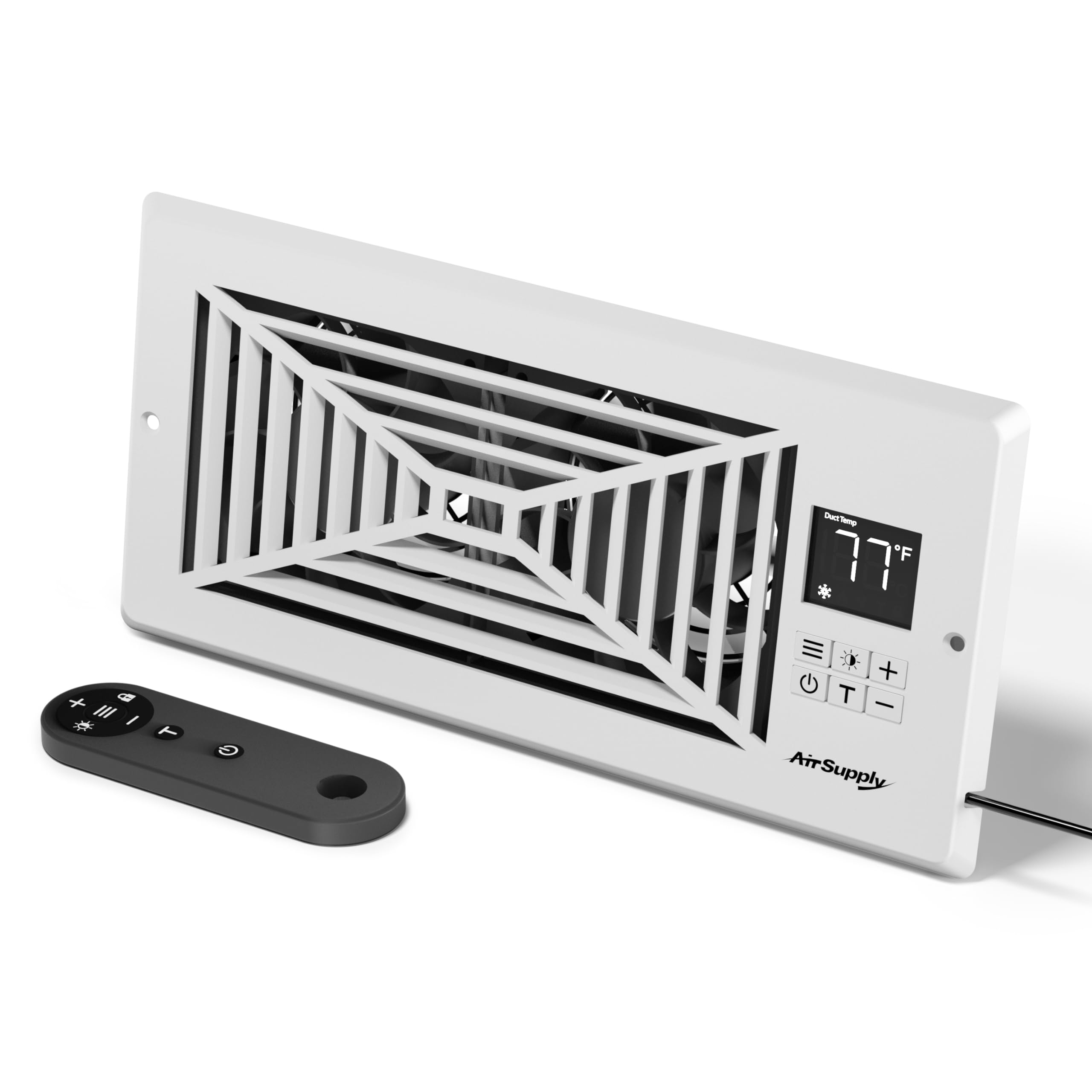 Turbro Register Booster Fan, Fits 4    X 10    Register Holes, Enhances Hvac Airflow, 4 Way Vent Grille, 10 Speed Fan, Intellige