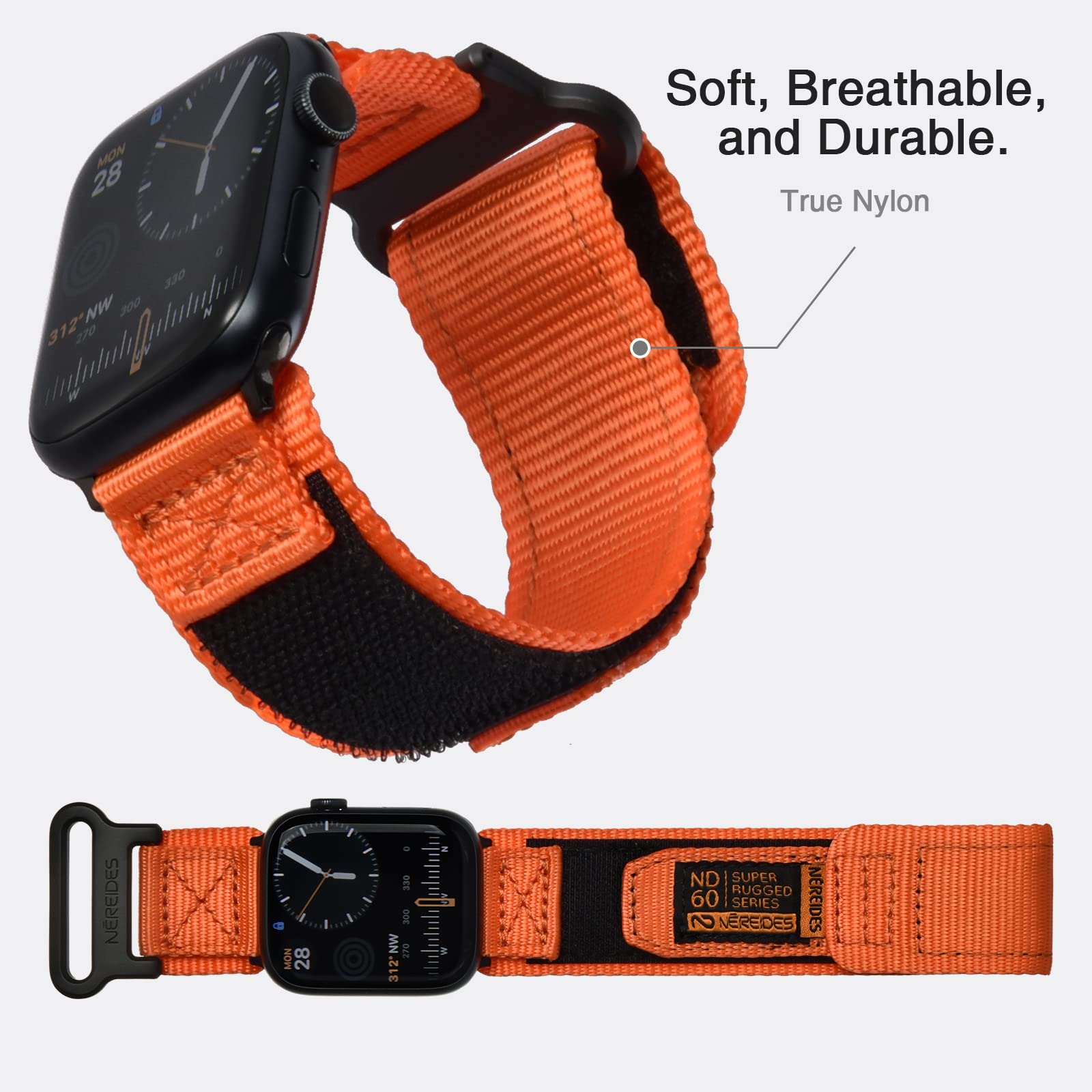 Nereides Compatible With Apple Watch Series10 Band Series 9/8/7/6/5/4/Se/Se2/Ultra 1/2, Nylon Sports Strap With Woven Design For