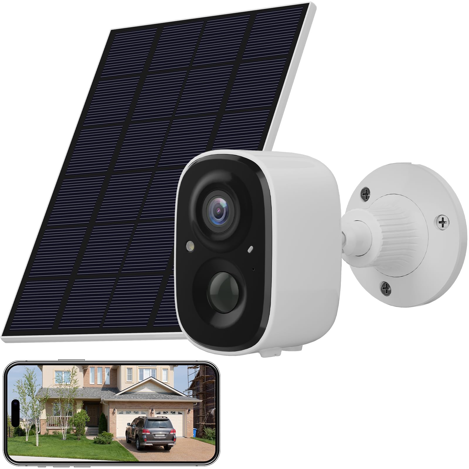 2K Solar Security Camera Outdoor Wireless 2K Hd Outdoor Security Camera For Home Battery Powered 2.4G Wifi 2K Hd Camera 2 Way Ta