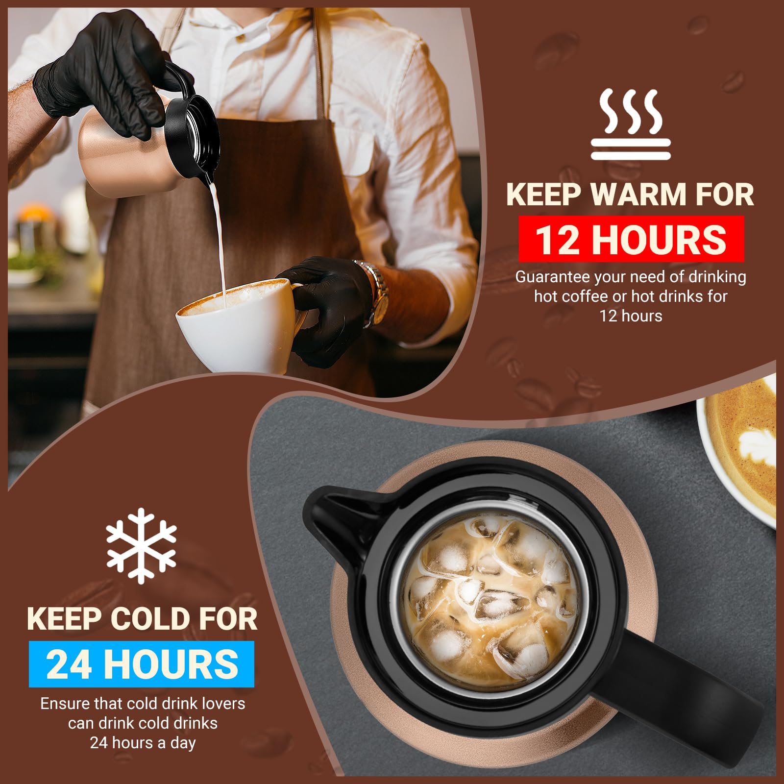 Wyhvand 27Oz Thermal Coffee Carafe For Hot/Cold, Stainless Steel Thermos Carafe For Hot Liquids, Dustproof Insulated Hot Water C