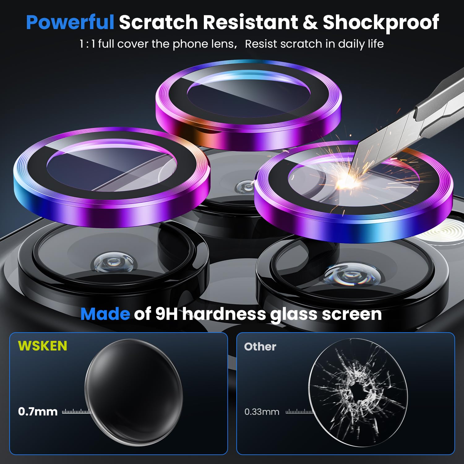 Wsken For Iphone 16 Pro/Iphone 16 Pro Max/Iphone 15 Pro/Iphone 15 Pro Max Camera Lens Protector   [Original Shooting Model] Shat