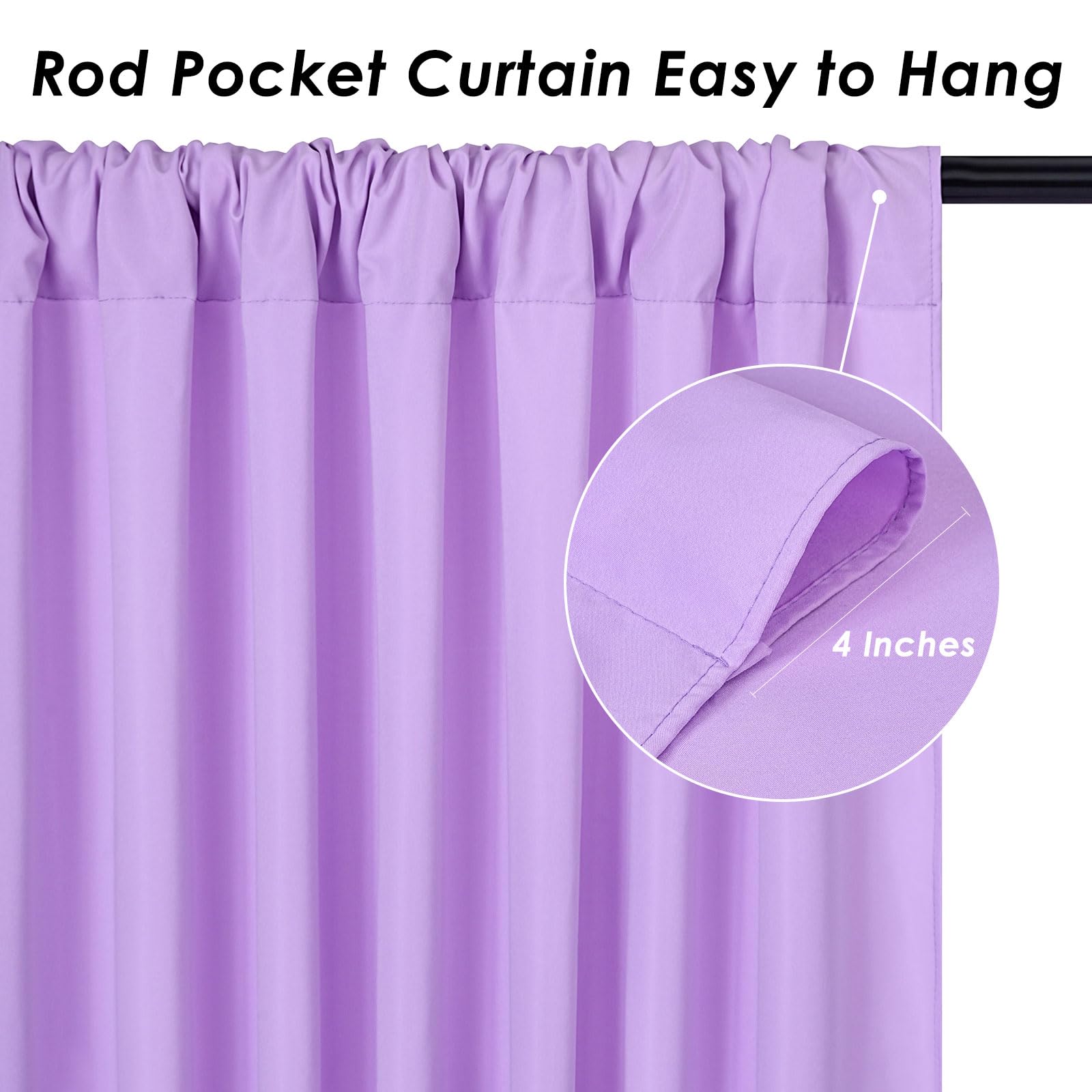 Lavender Backdrop Curtains Photo Backdrop Drapes: 2 Panels 5Ft X 10Ft Polyester Fabric   Baby Shower Mermaid Photography Backgro