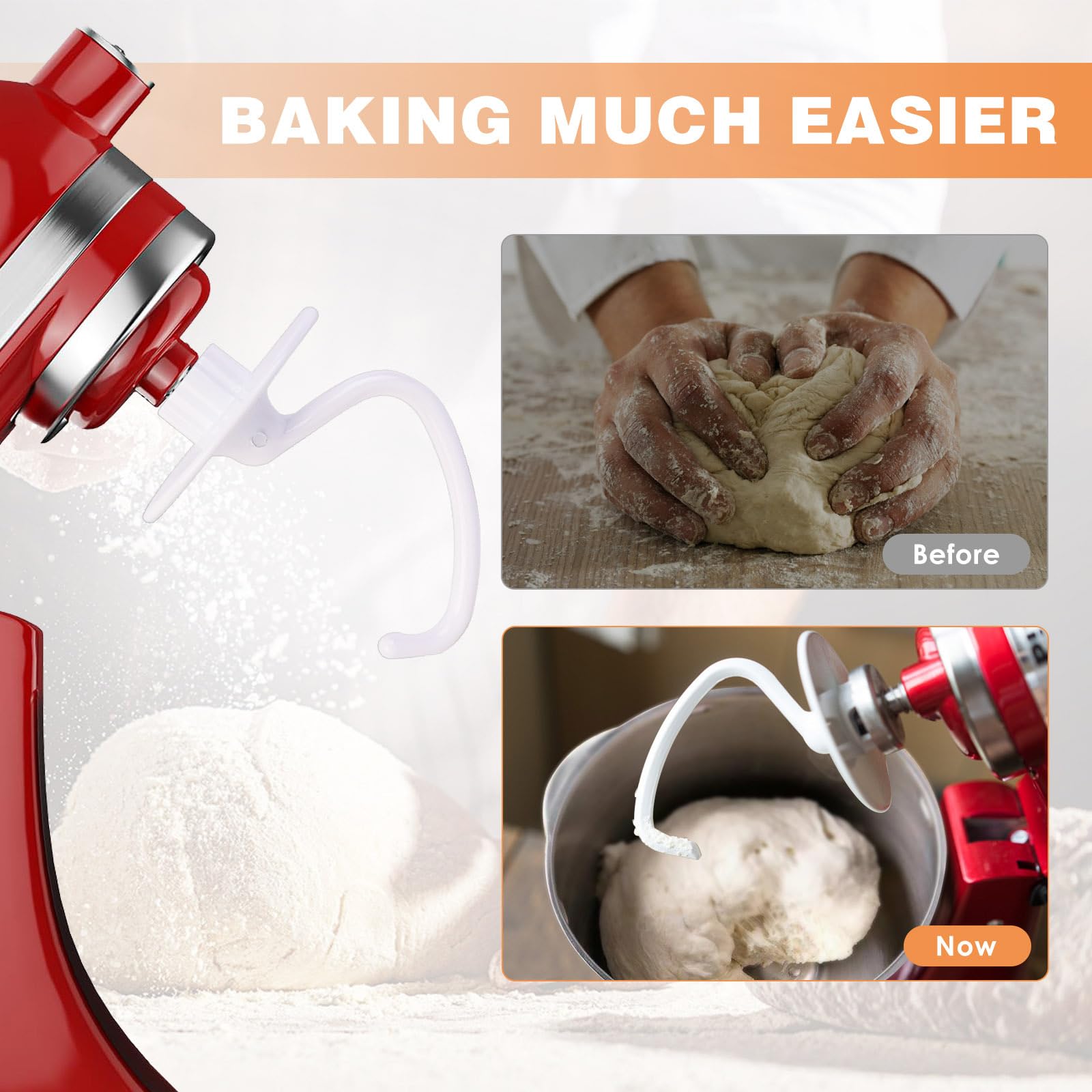 K45Dh Coated Dough Hook For Kitchenaid Mixer, Accessories And Attachments For K45 K45Ss Ksm90 Ksm150 Fits Kitchen Aid Tilt Head