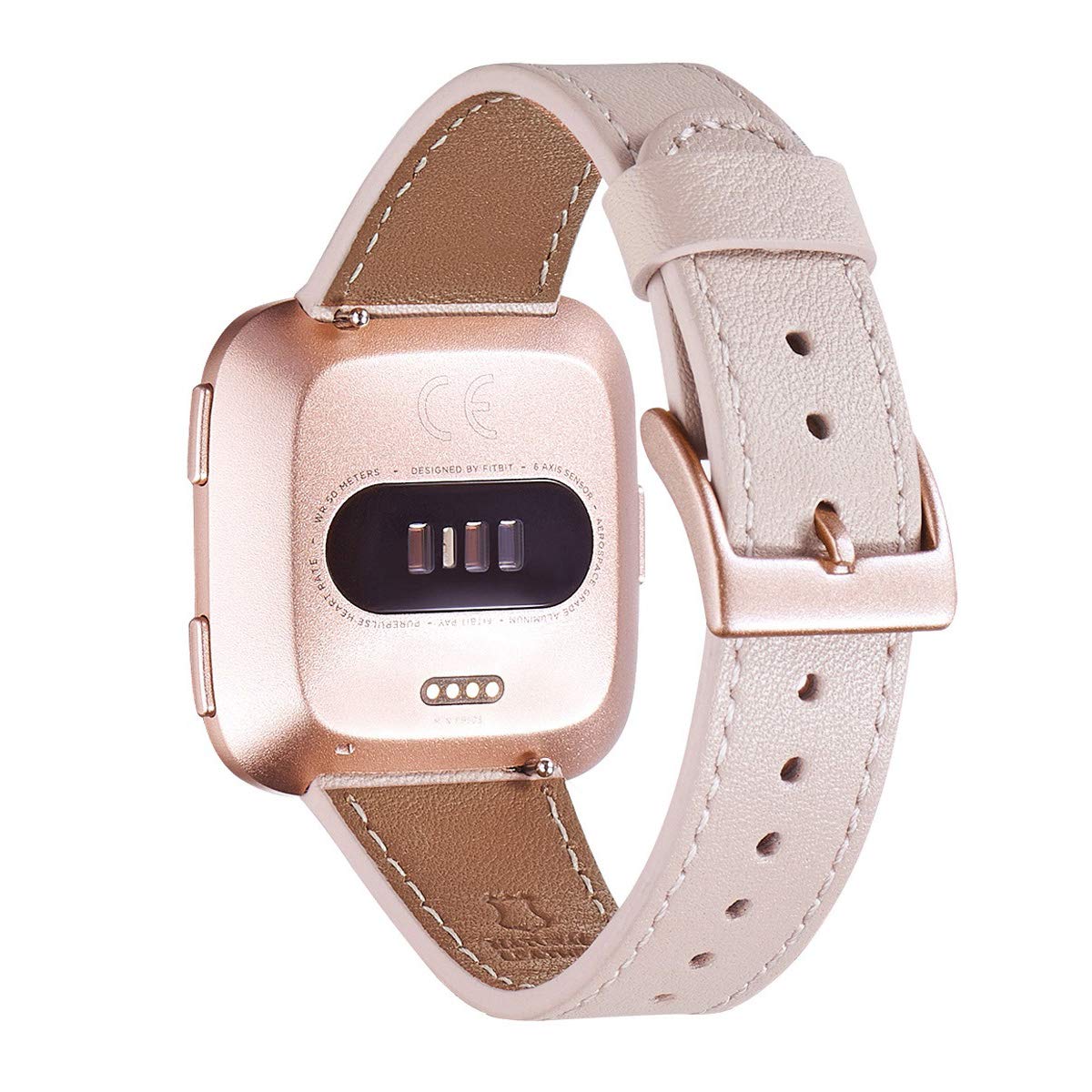 Wfeagl For Fitbit Versa Bands, Top Grain Leather Replacement Strap For Fitbit Versa/Versa 2 /Versa Lite/Versa Se Fitness Smart W