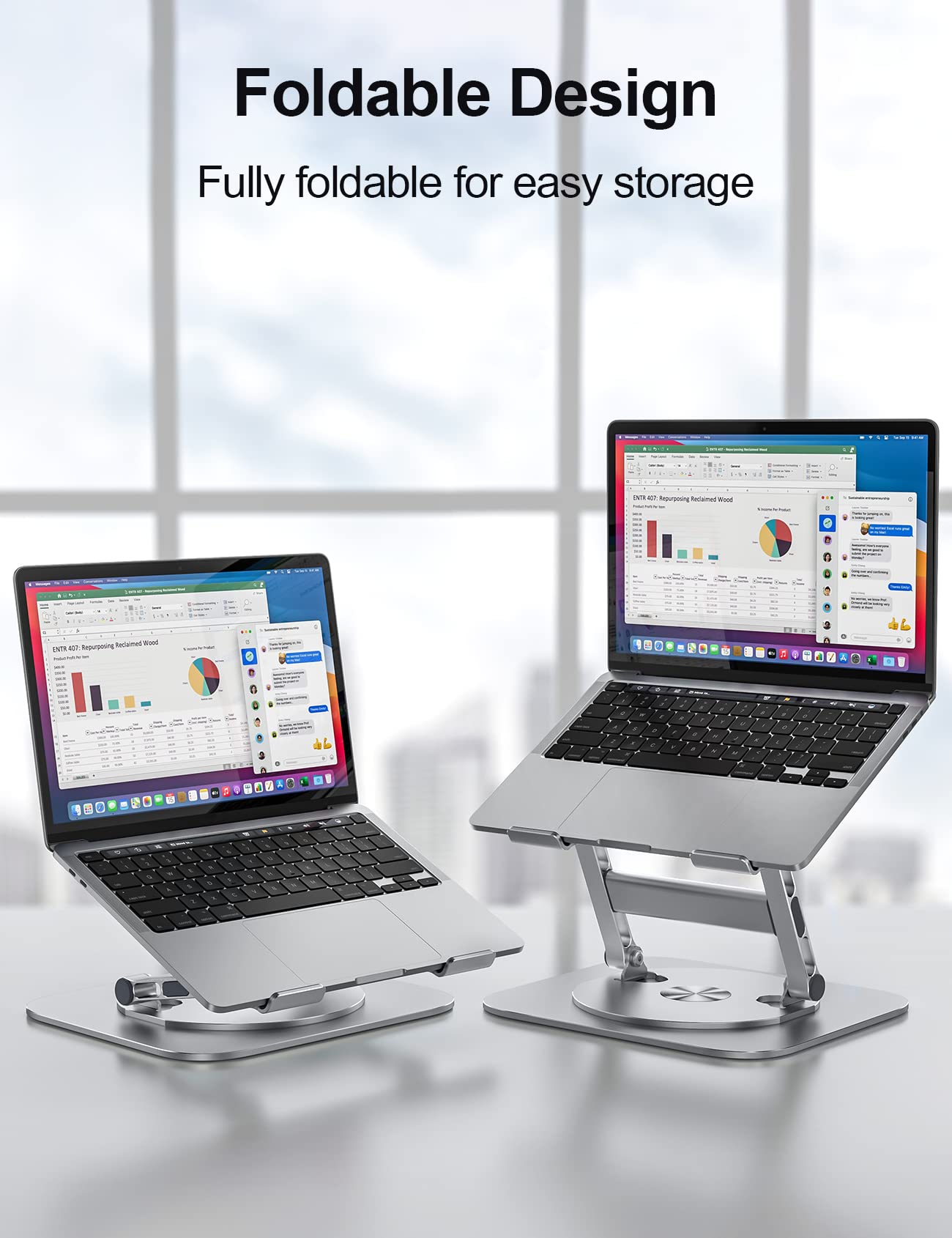 Mchose Laptop Stand For Desk, 360 Rotating Base Aluminum Computer Stand Ergonomic Laptop Riser Notebook Holder Fits Up To 17 Inc