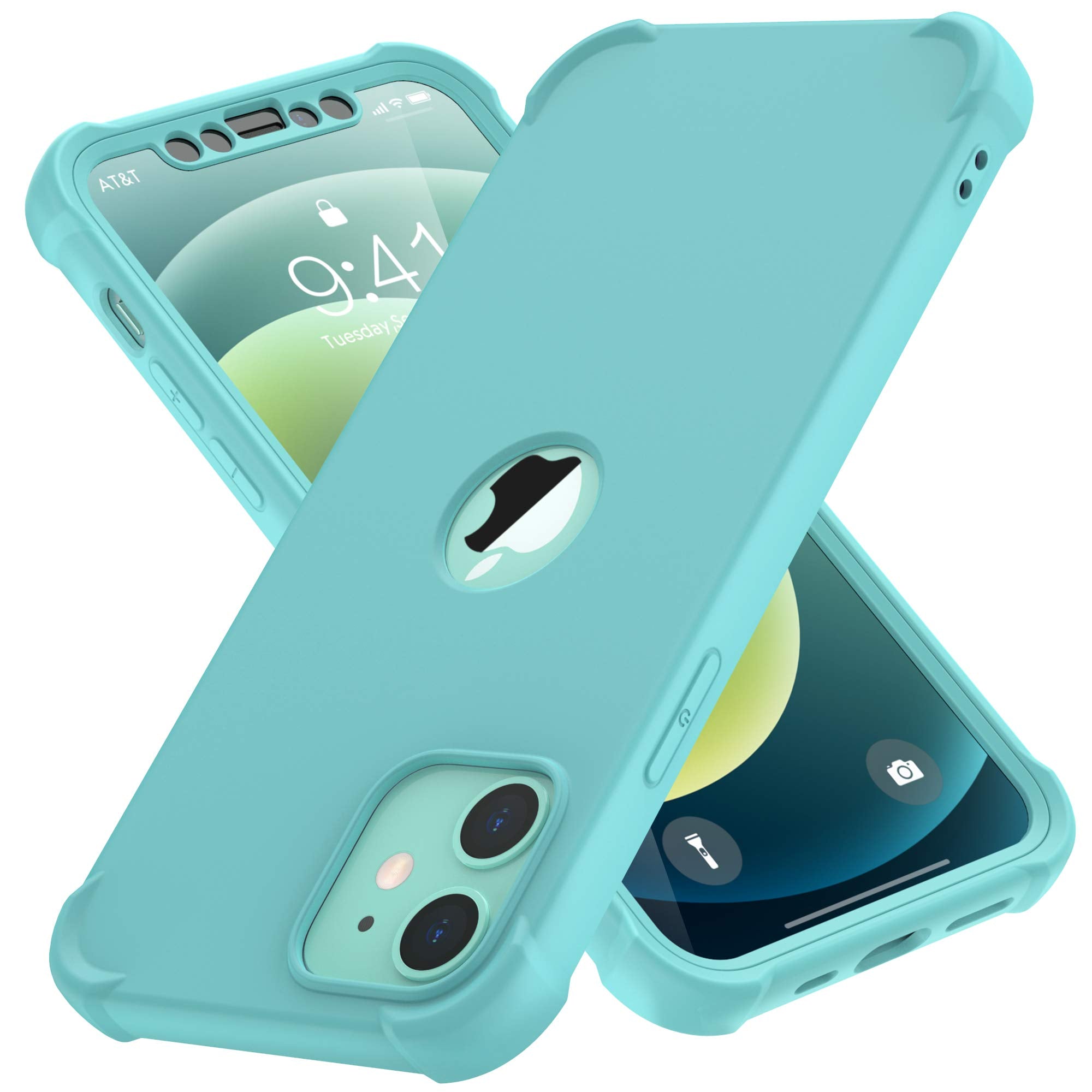 Oretech For Iphone 12 Case/Iphone 12 Pro Case With [2 X Tempered Glass Screen Protector] 360 Heavy Duty Hard Pc Bumper Phone Cov