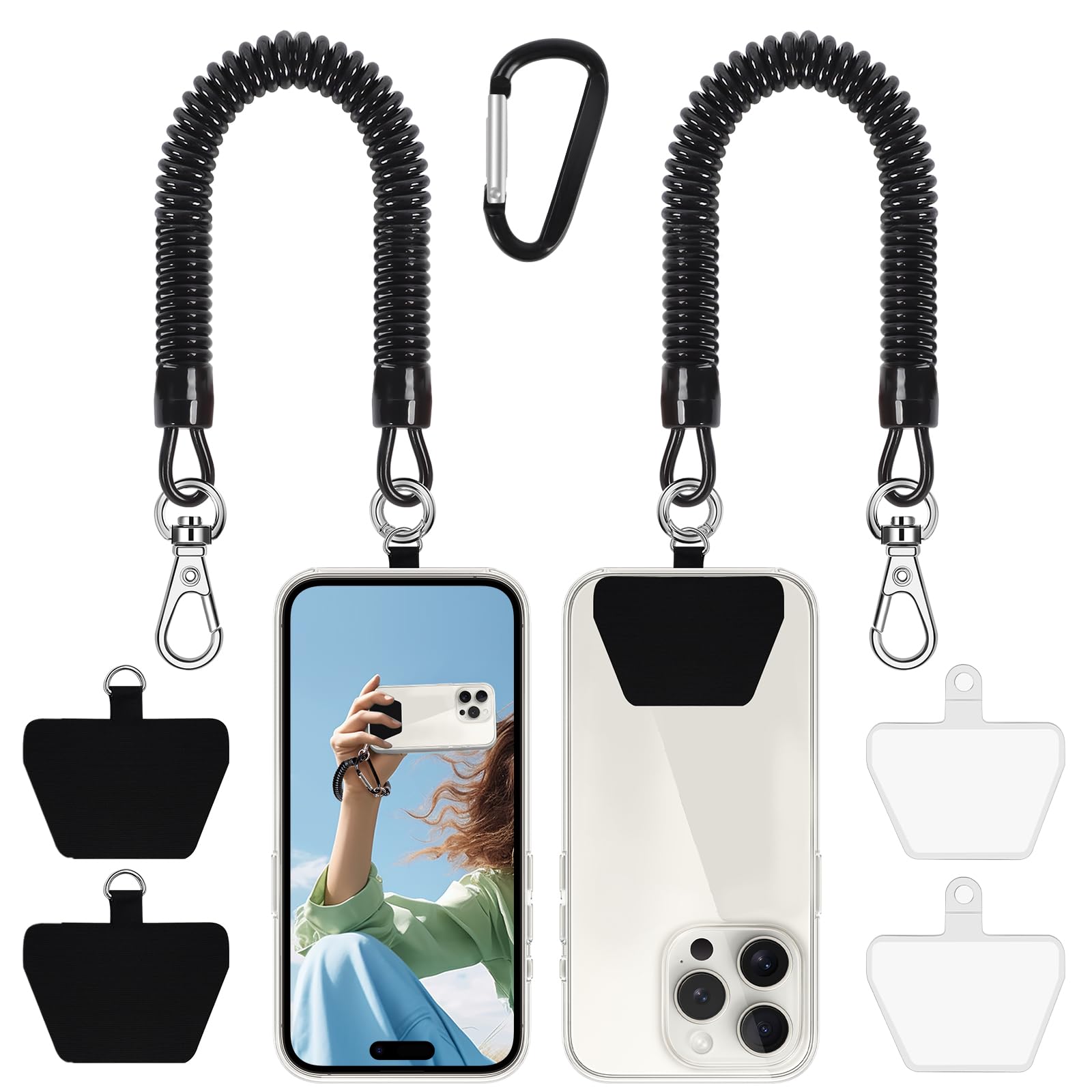 Doormoon Phone Lanyard Tether with 4 Patch, Cell Phone Lanyard with 2* Phone Tether, 4* Patch for Outdoor Hiking Climbing