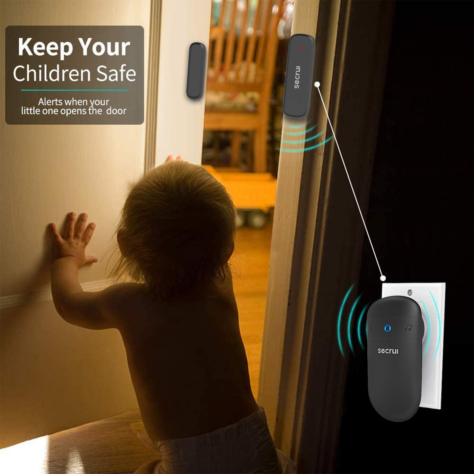 Secrui Door Chime, Door Sensor Chime With Adjustable Volume, Easy Installation, 400Ft Range, 52 Chimes, M508+D7 Door Open Chime