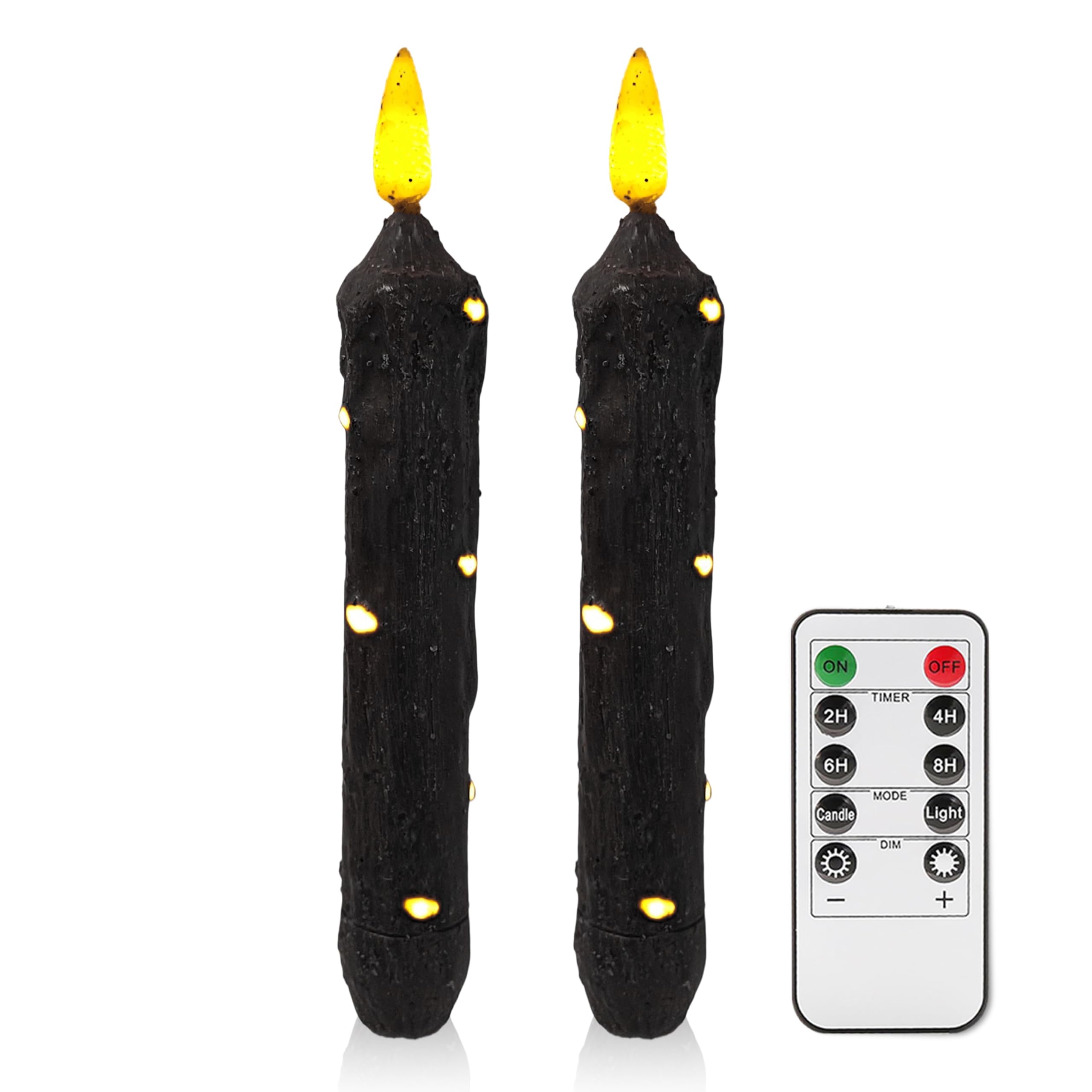 NjaoHoo 6.5 Inches Primitive Real Wax LED Flameless Short Candlesticks Hand Dipped Battery Operated Candles with Timer Remote Ca