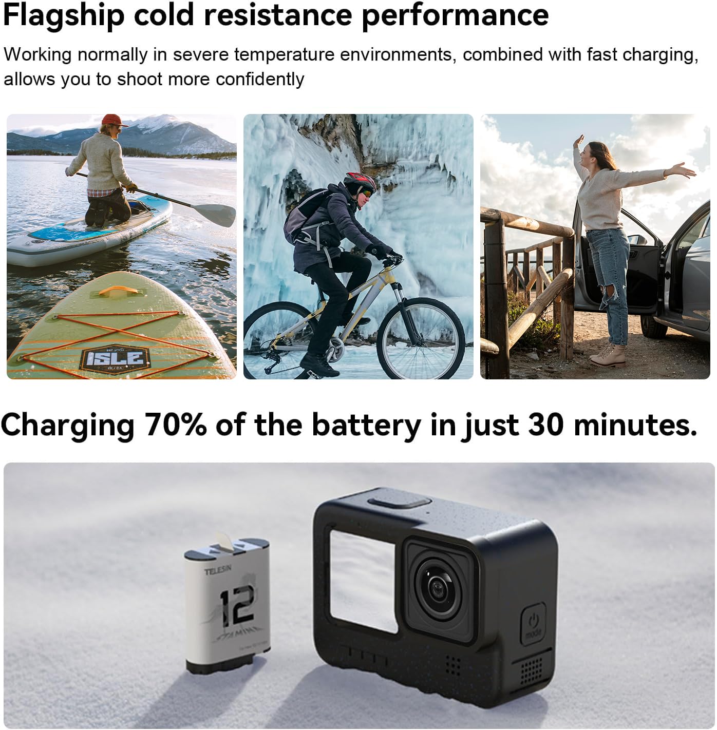 Telesin Enduro Battery (2 Pack) For Gopro 12 11 10 9, Long Lasting Large Capacity As Original Enduro Batteries Support Fast Char