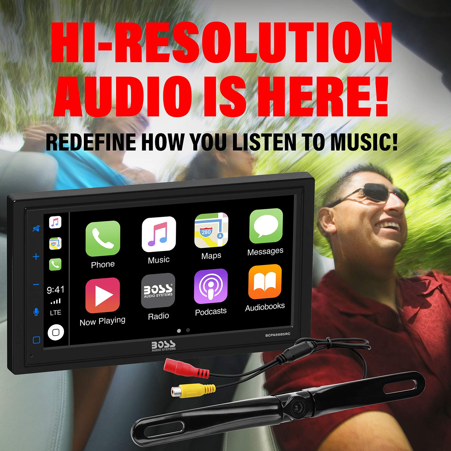 Boss Audio Systems Bcpa9685Rc Car Audio Stereo System, Apple Carplay, Android Auto, 6.75 Inch Double Din, Touchscreen, Bluetooth