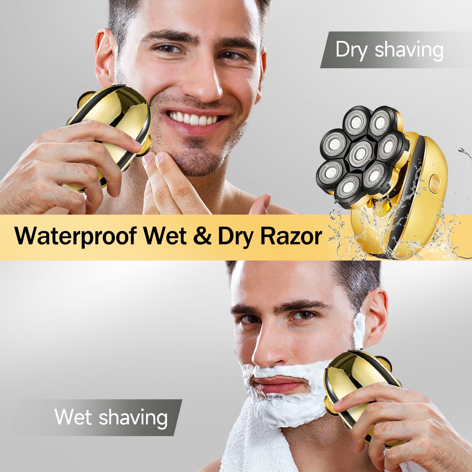 Head Shavers For Bald Men Multifunctional Electric Shaver 8D Head Razor Rotary Beard Trimmer Balding Shaving Kit With Nose Trimm