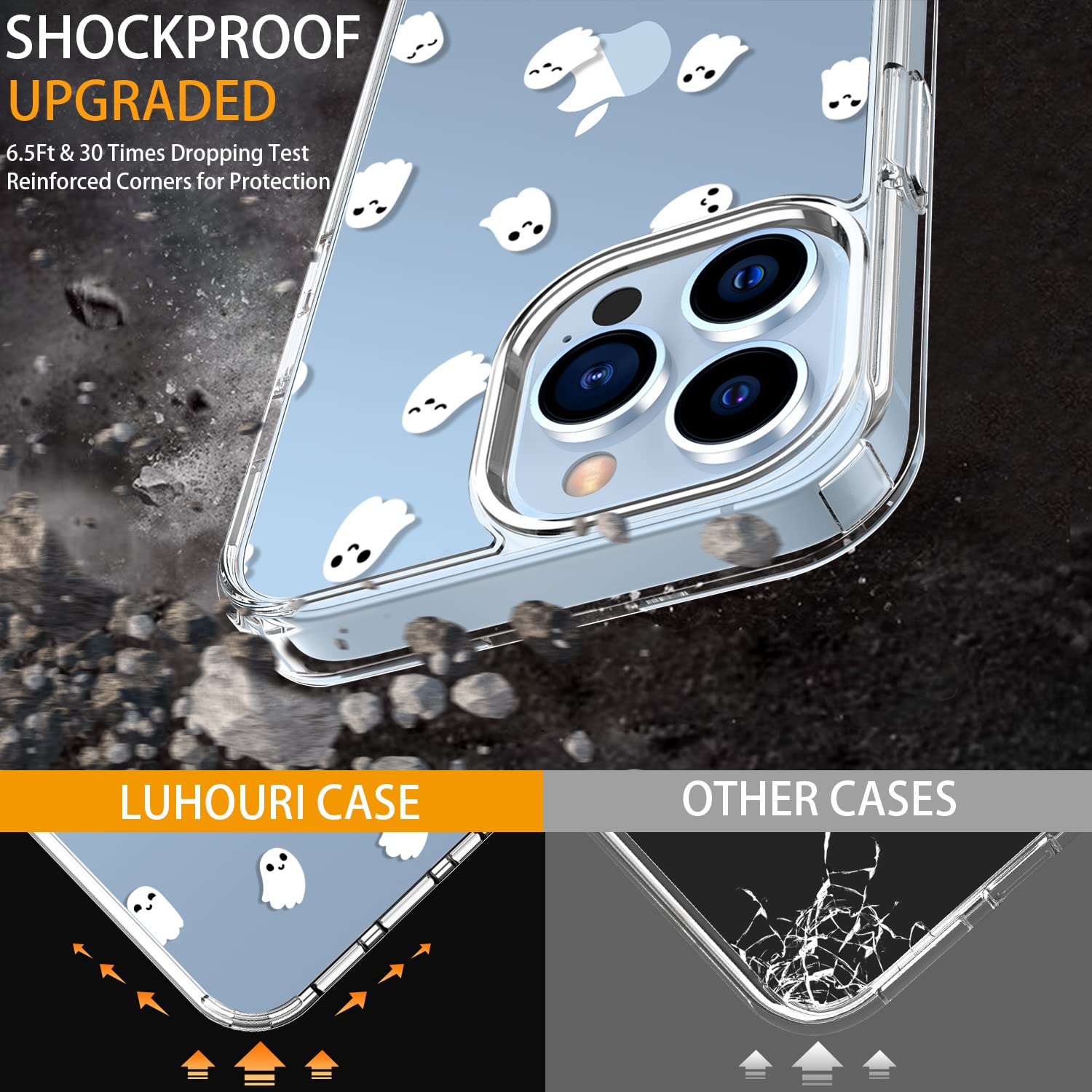 Luhouri Designed For Iphone 13 Pro Max Case With Screen Protector - Slim Fit, Sturdy Clear Acrylic Cover For Women And Girls - P