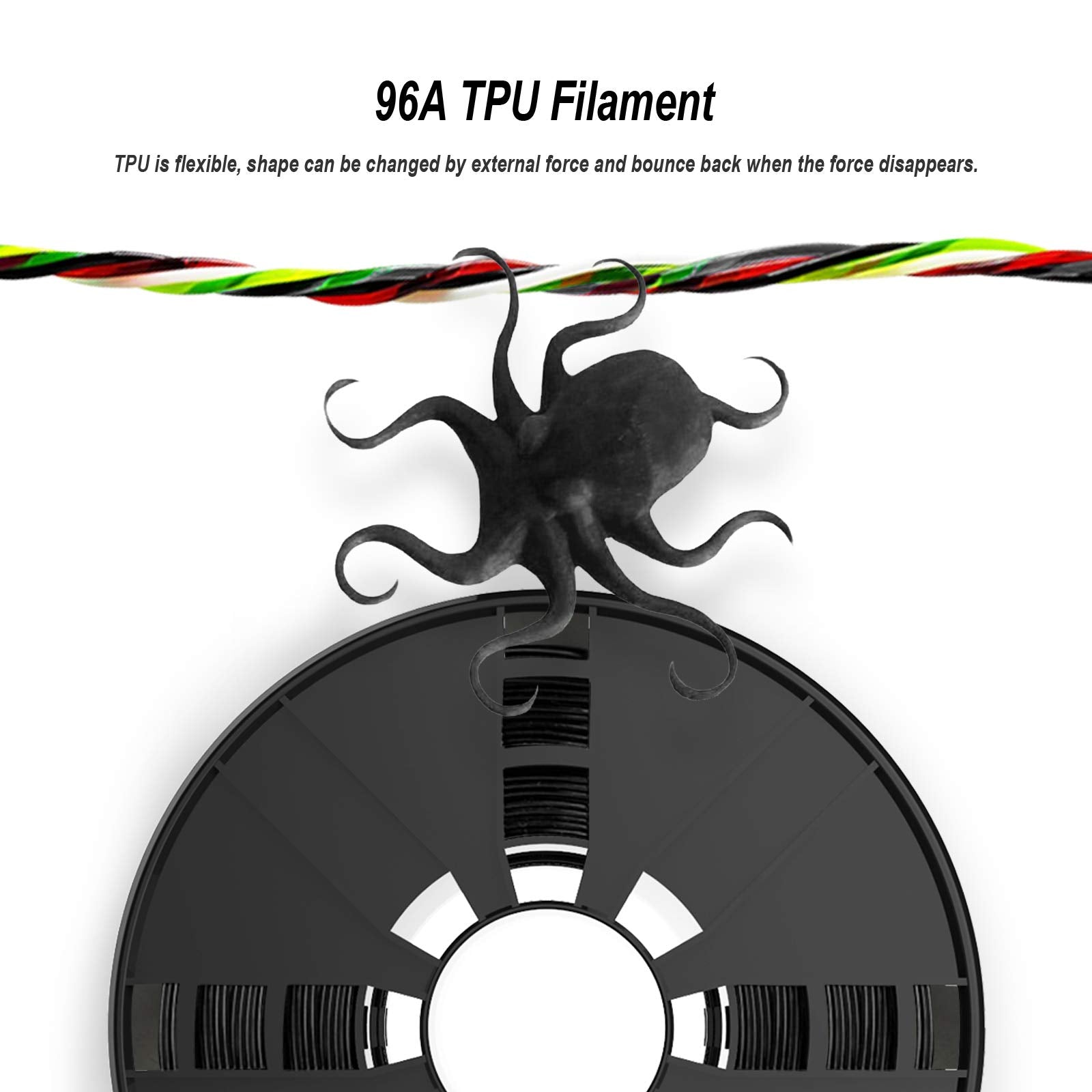 Novamaker Tpu Filament 1.75Mm, Black Flexible Tpu 3D Printer Filament Bundle With 20G Cleaning Filament, 2.0Lbs Spool X 2, Dimen