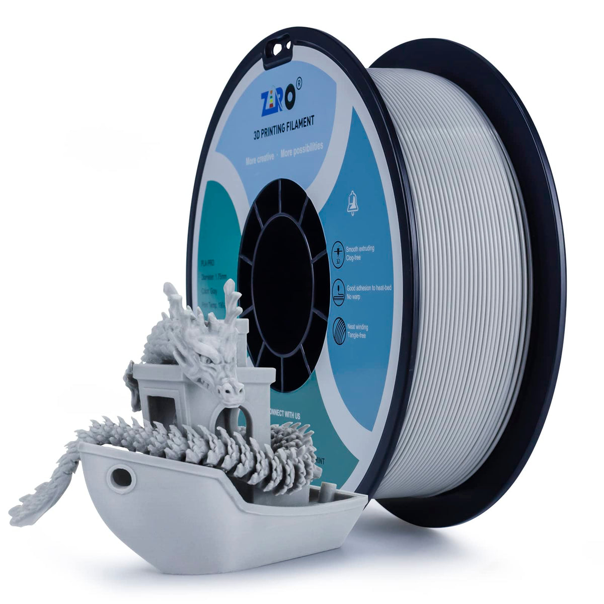 Ziro Pla Filament 175Mm,3D Printer Filament Pla Pro Basic Color Series 175Mm 1Kg(22Lbs), Dimensional Accuracy +  003Mm,Gray