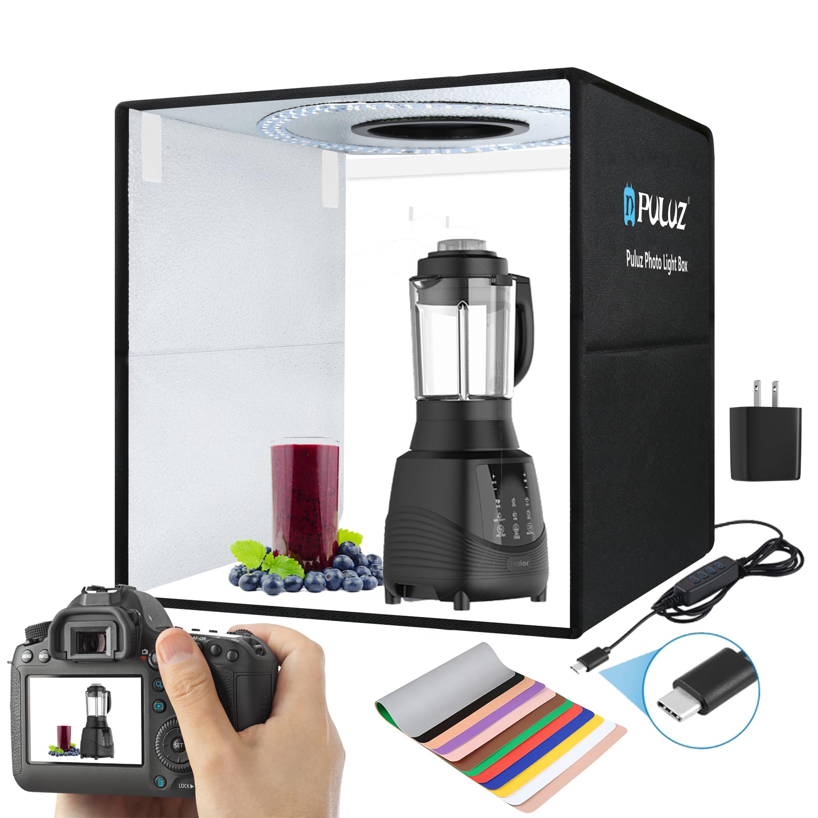 20''/50Cm Photo Light Box,Puluz Large Photo Studio Light Box For Product Photography Portable Photography Tent Studio Profession