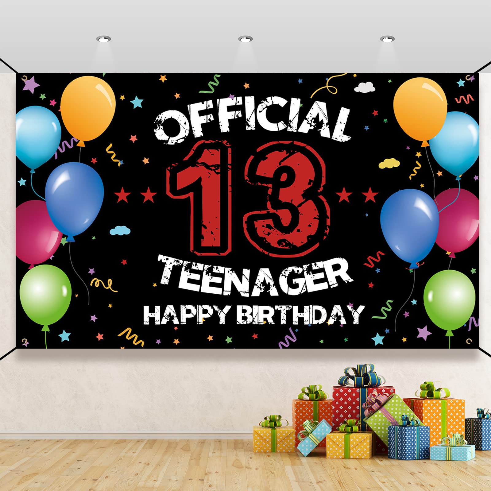 Htdzzi 13Th Birthday Decoration For Boys Girls, Happy 13Th Birthday Backdrop Banner, Official Teenager 13 Birthday Party Yard Si