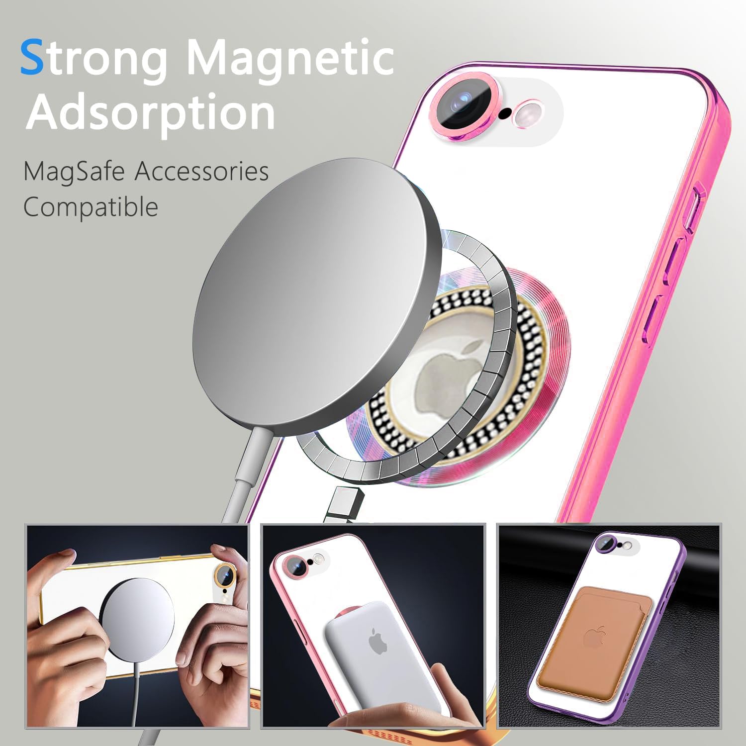 Misscase For Iphone 16E Magnetic Glitter Case Compatible With Magsafe,Full Protection Slim Shockproof Anti-Scratch Case With Cam