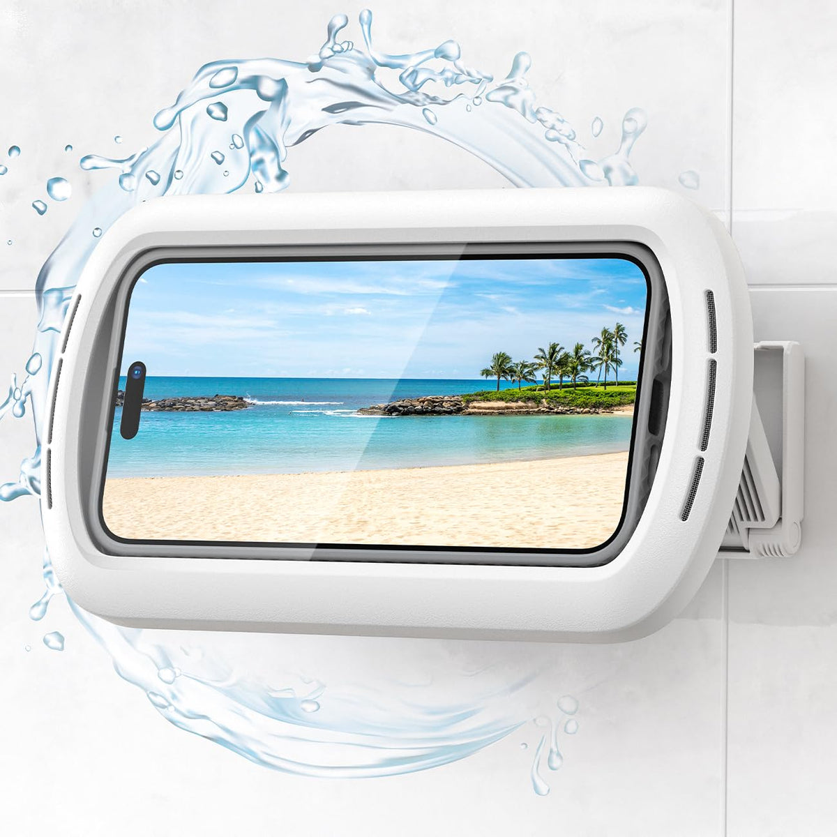 Lamicall Shower Phone Holder Waterproof - Clear Sound With Speaker Hole & 480 Rotation Shower Case, Locking Clasp Ipx6 Waterproo