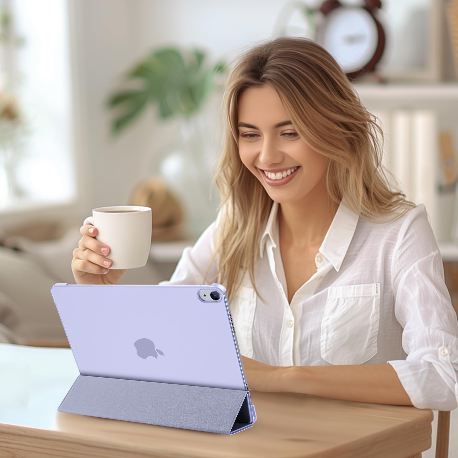 Procase For Ipad Air 13 Inch Case M3 2025/M2 2024, Slim Smart Cover Ipad 13 Air M3 M2 Case With Translucent Hard Shell Back, Supports Touch Id, Auto Wake/Sleep  Purple