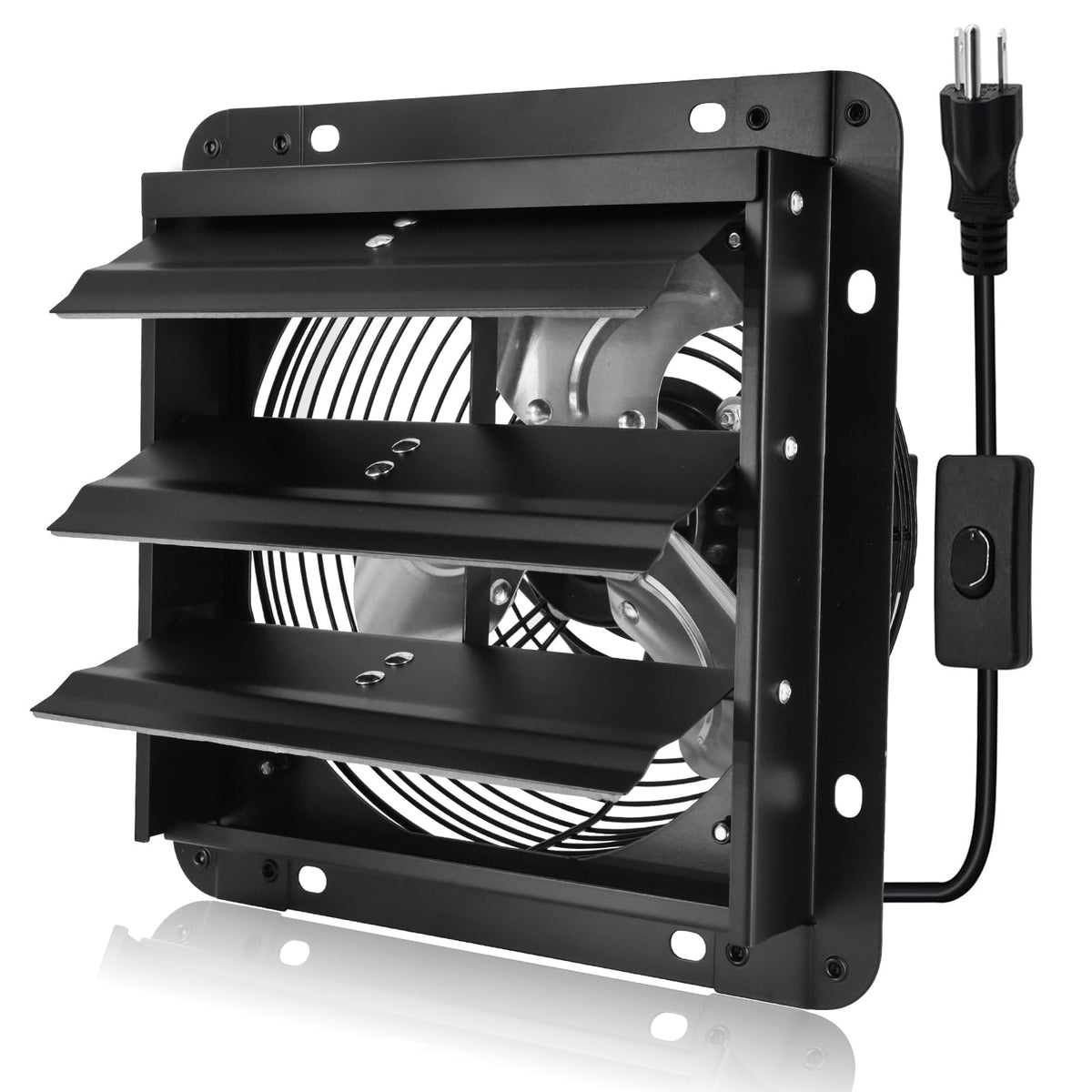 Criditpid 7 Inch Shutter Exhaust Fan With Speed Controller, 576 Cfm High Speed Vent Fan With Adjustable Thermostat, 1700 Rpm Wal