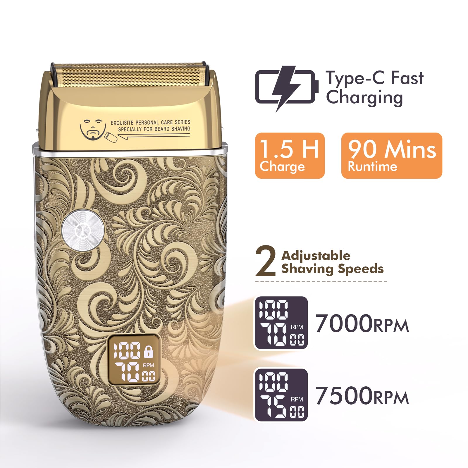 Bestauty Electric Razor For Men, Travel Foil Shaver With Enhanced Triple Head [Ultra Close Shave], Wet & Dry Beard Shaver, Recha