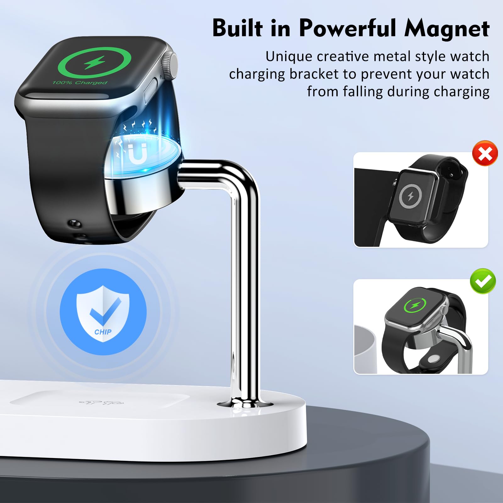 Sildark Magnetic Wireless Charger For Iphone: 3 In 1 Charging Station For Multiple Device Apple   18W Fast Mag Safe Charger Dock