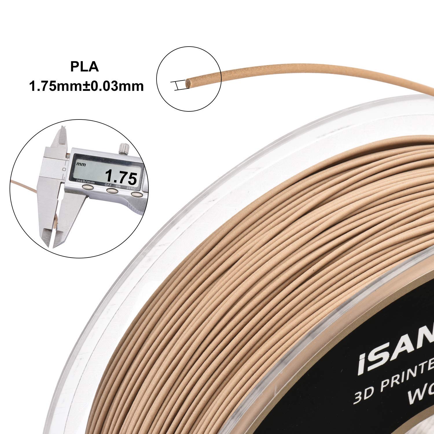 Isanmate Wood Filament 1.75Mm, Pla+ Wood Filament 1.75Mm, 3D Printer Filament 1Kg/Spool (Update 20% Real Wood Fiber)