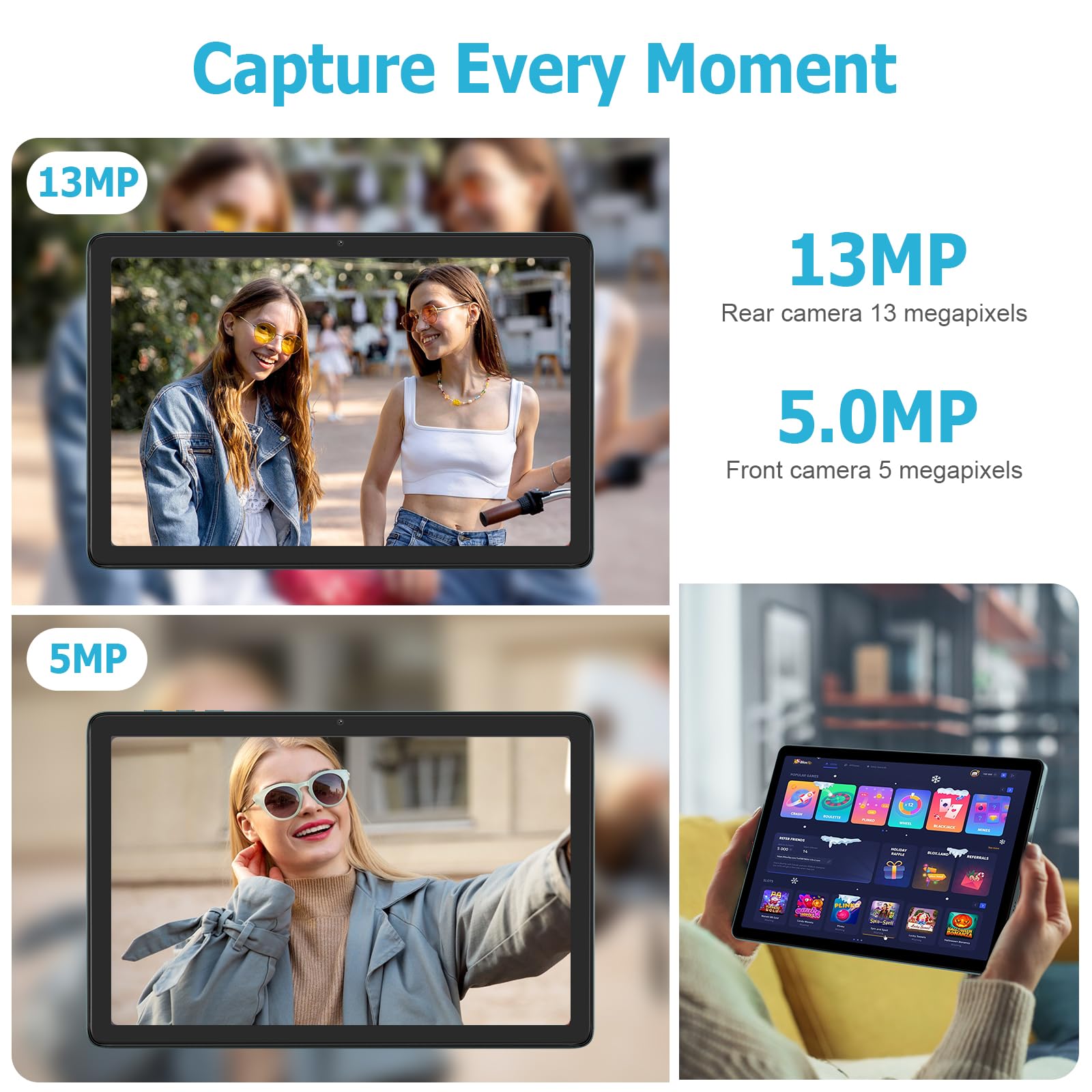 Wdyqje 10.1 Inch Android Tablet, Android 13 Tablets With 128Gb+8(4+4 Expand) Gb, 2.4+5G Wifi Tablet Pc With Fhd Ips Touch Screen