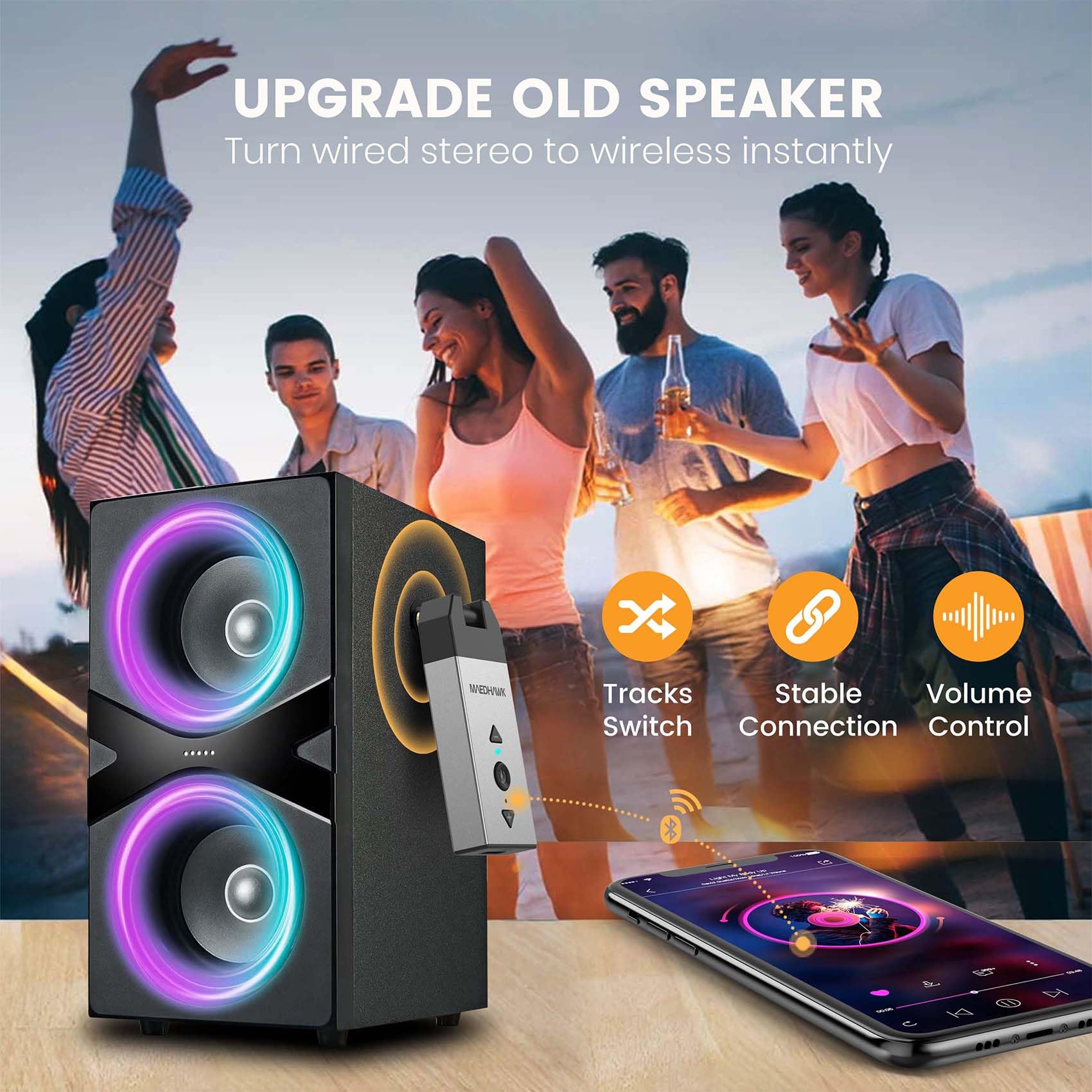 Bluetooth Aux Adapter For Car, Maedhawk Aux To Bluetooth 5.2 Audio Receiver For Car Home Stereo Speaker Headphone, Rotatable 3.5Mm Wireless Aux Bluetooth Car Adapter, Handsfree Calls, A2Dp