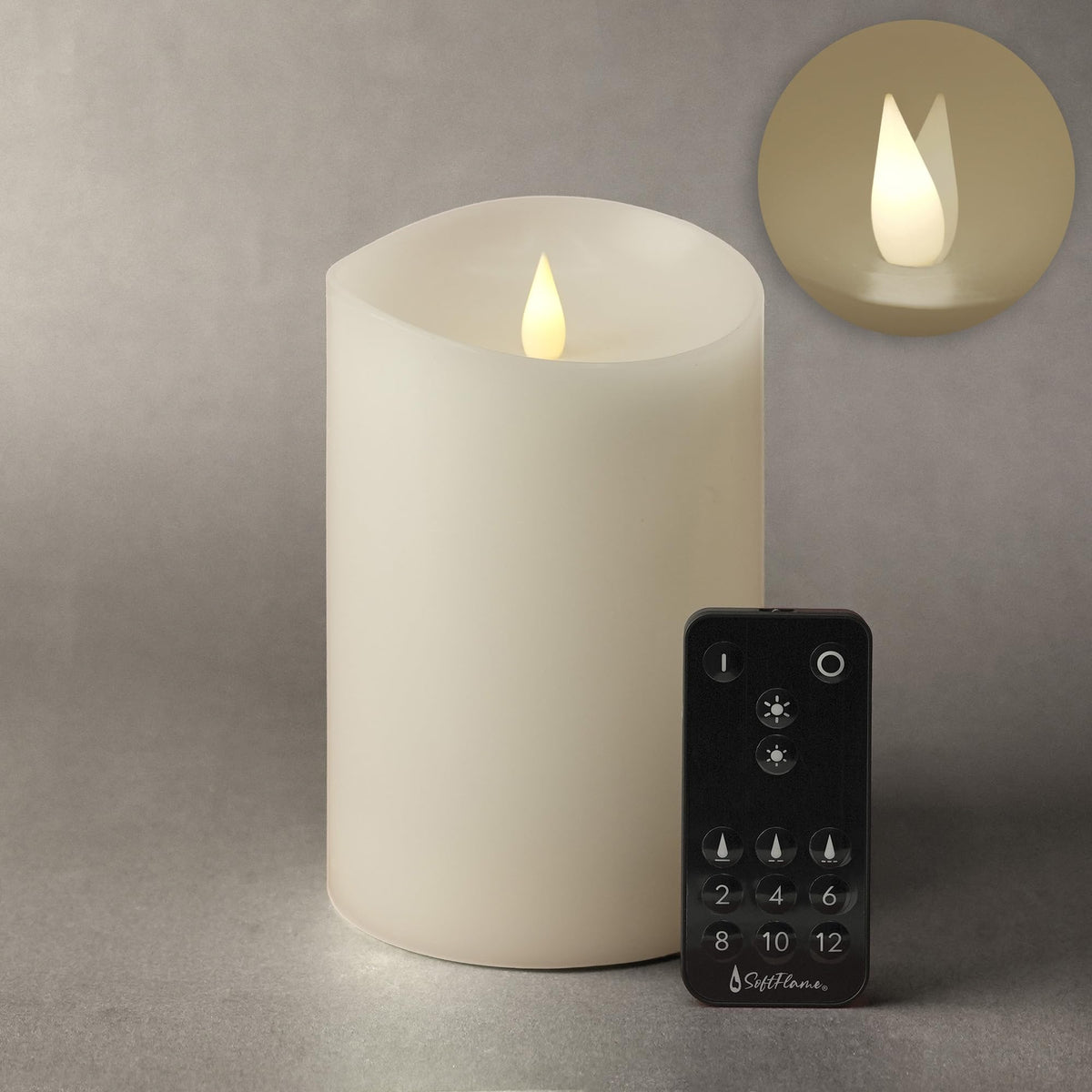 Softflame Flameless Led Candles With Remote Control, 4''X 6.25''Flickering 3D Moving Flame Battery Operated Candles In Real Wax 