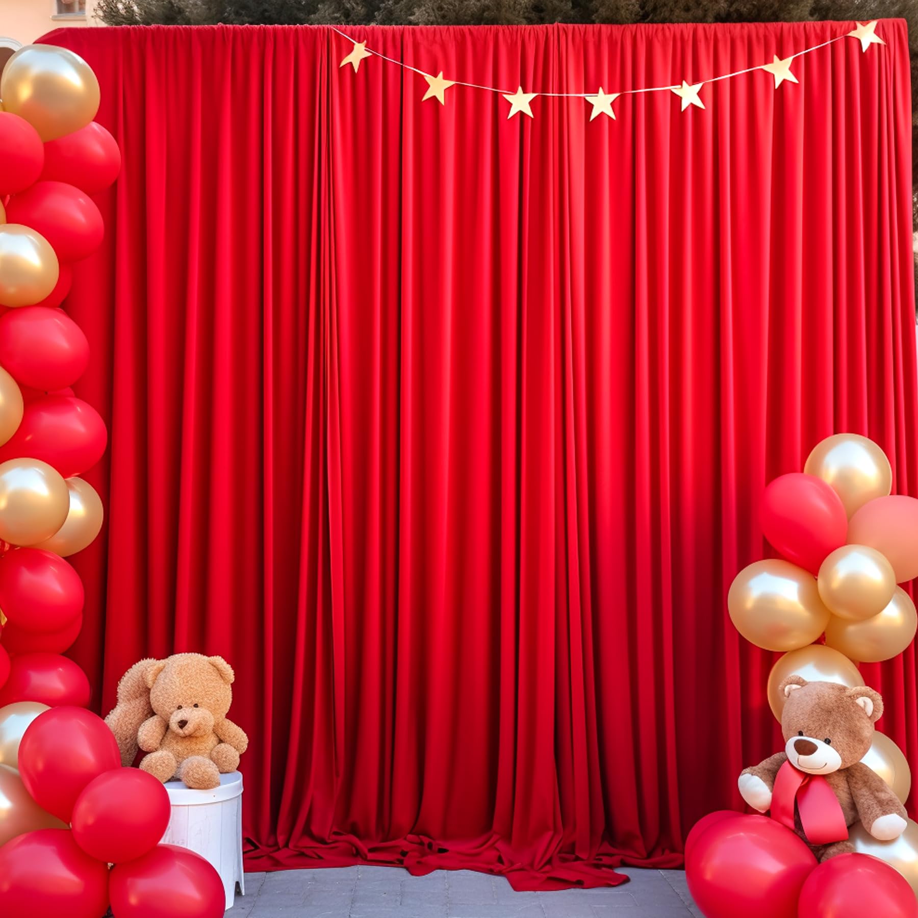 Red Backdrop Curtains For Weddings Parties, 10Ft Long Wrinkle Free Red Curtains Polyester Photography Backdrop Drapes For Weddin
