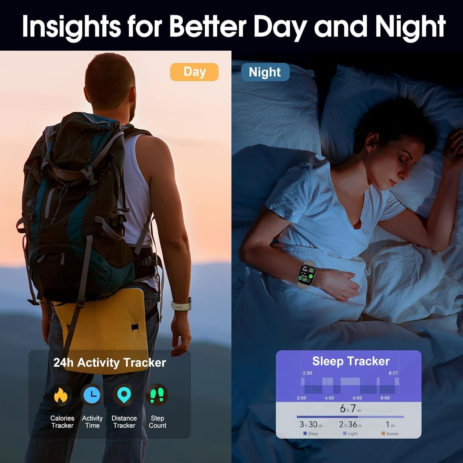 Smart Watch For Men Women With Bluetooth Call/Message Reminder, Smartwatch 1.85 '' Screen, Fitness Watch Heart Rate/Sleep/Calori