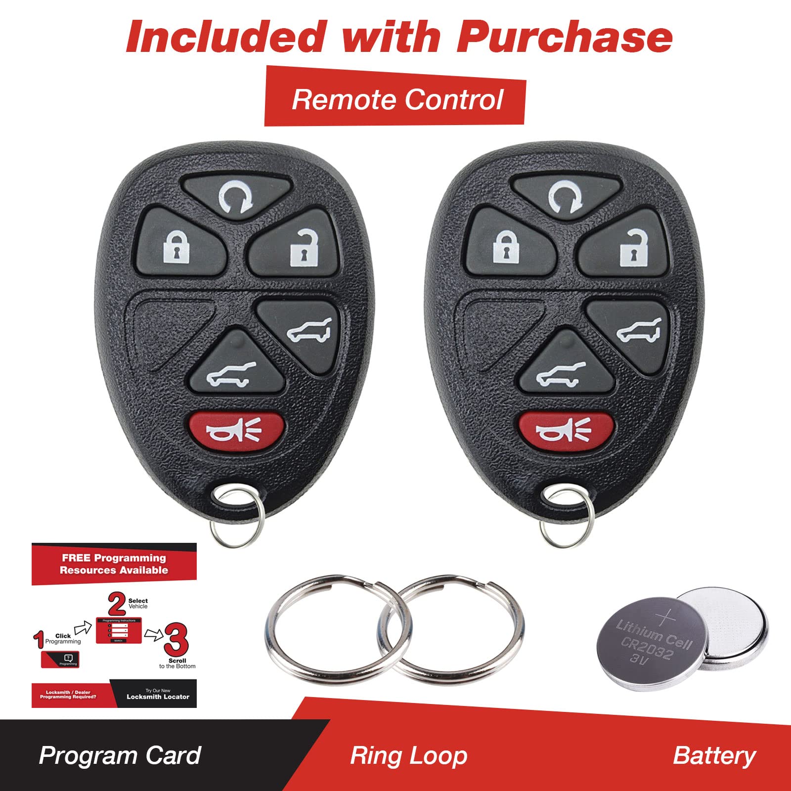 Keylessoption Keyless Entry Remote Car Key Fob For Tahoe Suburban Yukon Escalade 15913427 (Pack Of 2)
