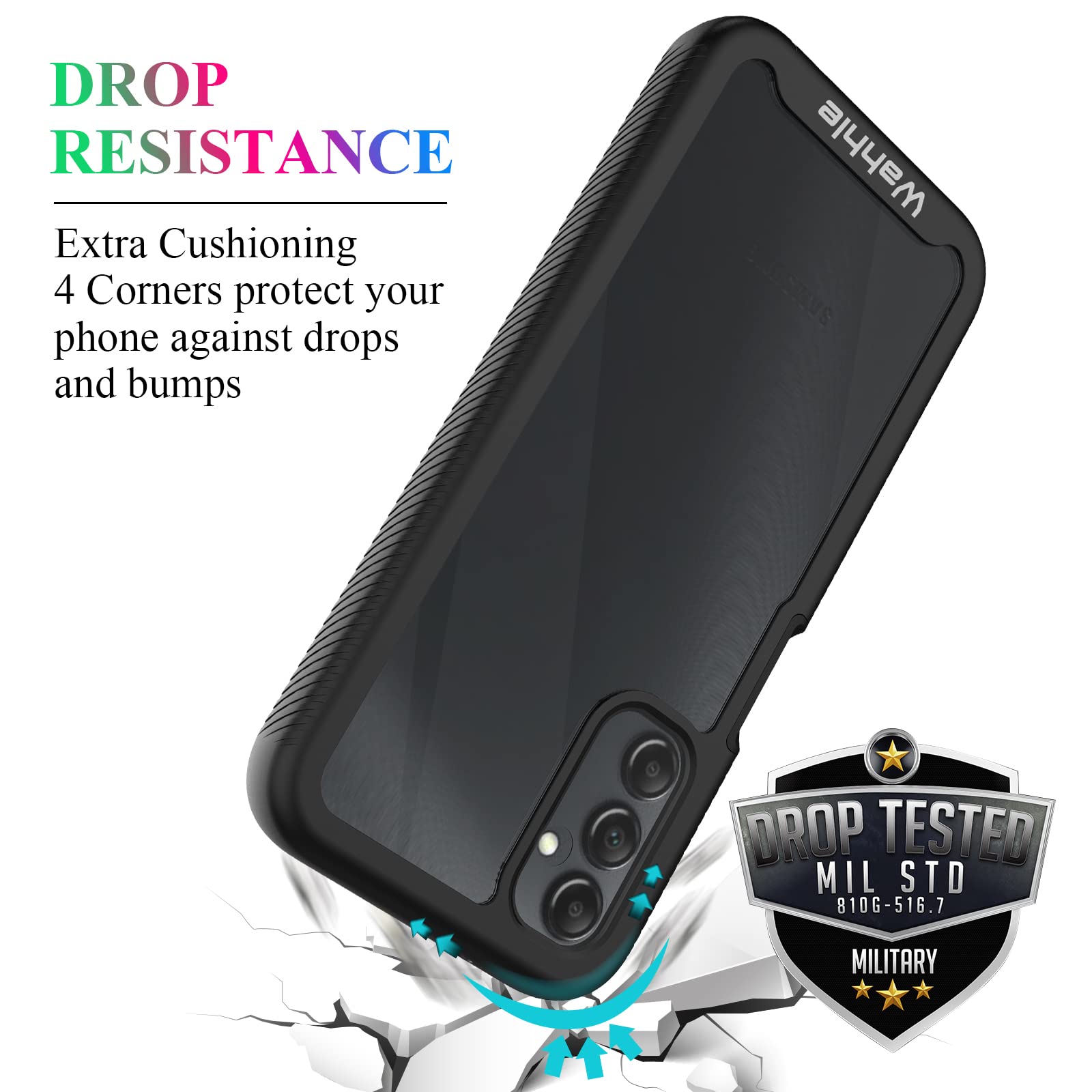 Wahhle Compatible With Samsung Galaxy A14 5G Case, Built In Screen Protector Full Body Shockproof Slim Fit Bumper Protective Pho