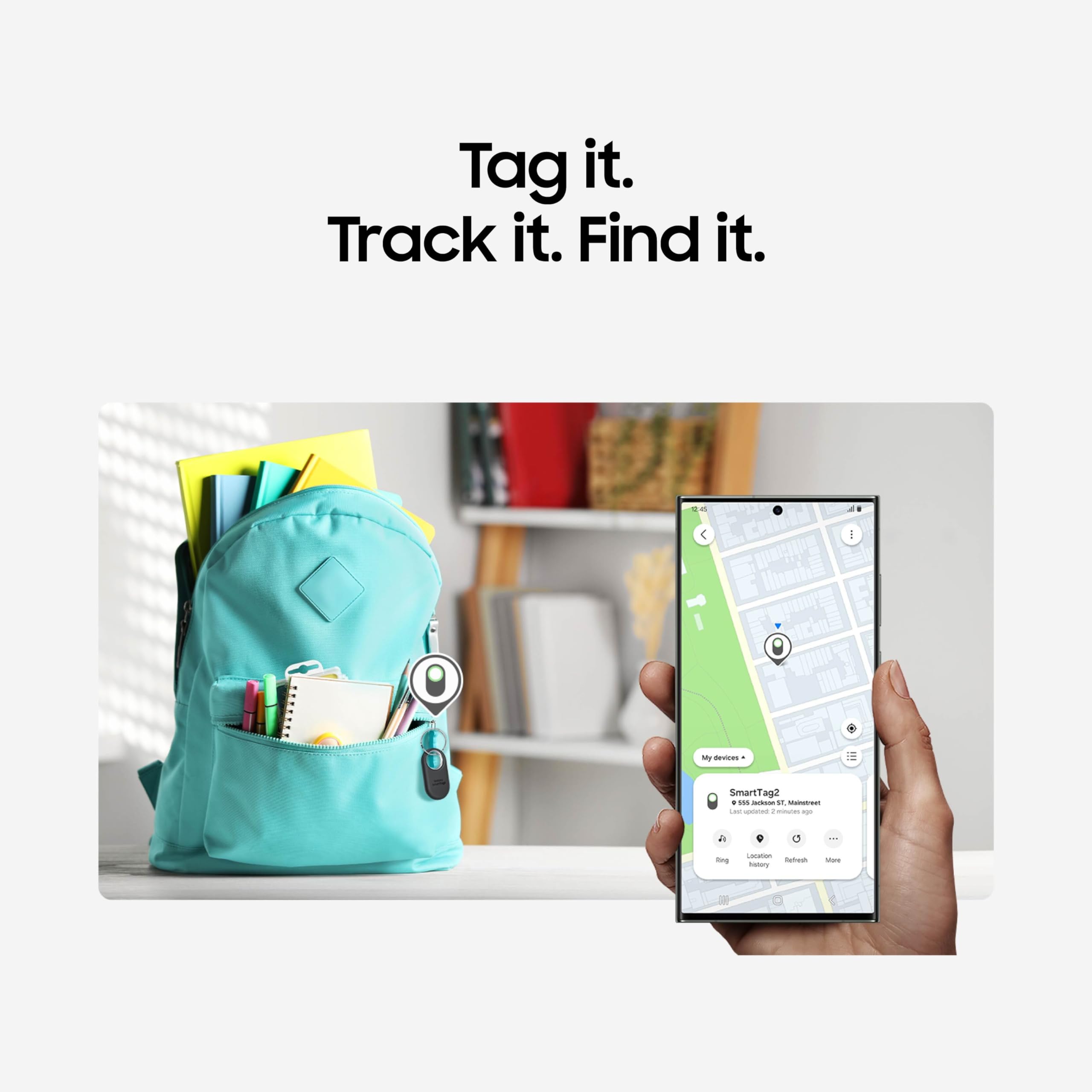 Samsung Galaxy Smarttag2, Bluetooth Tracker, Locator Tracking Device, Item Finder For Keys, Wallet, Luggage, Use W/Phones Tablet